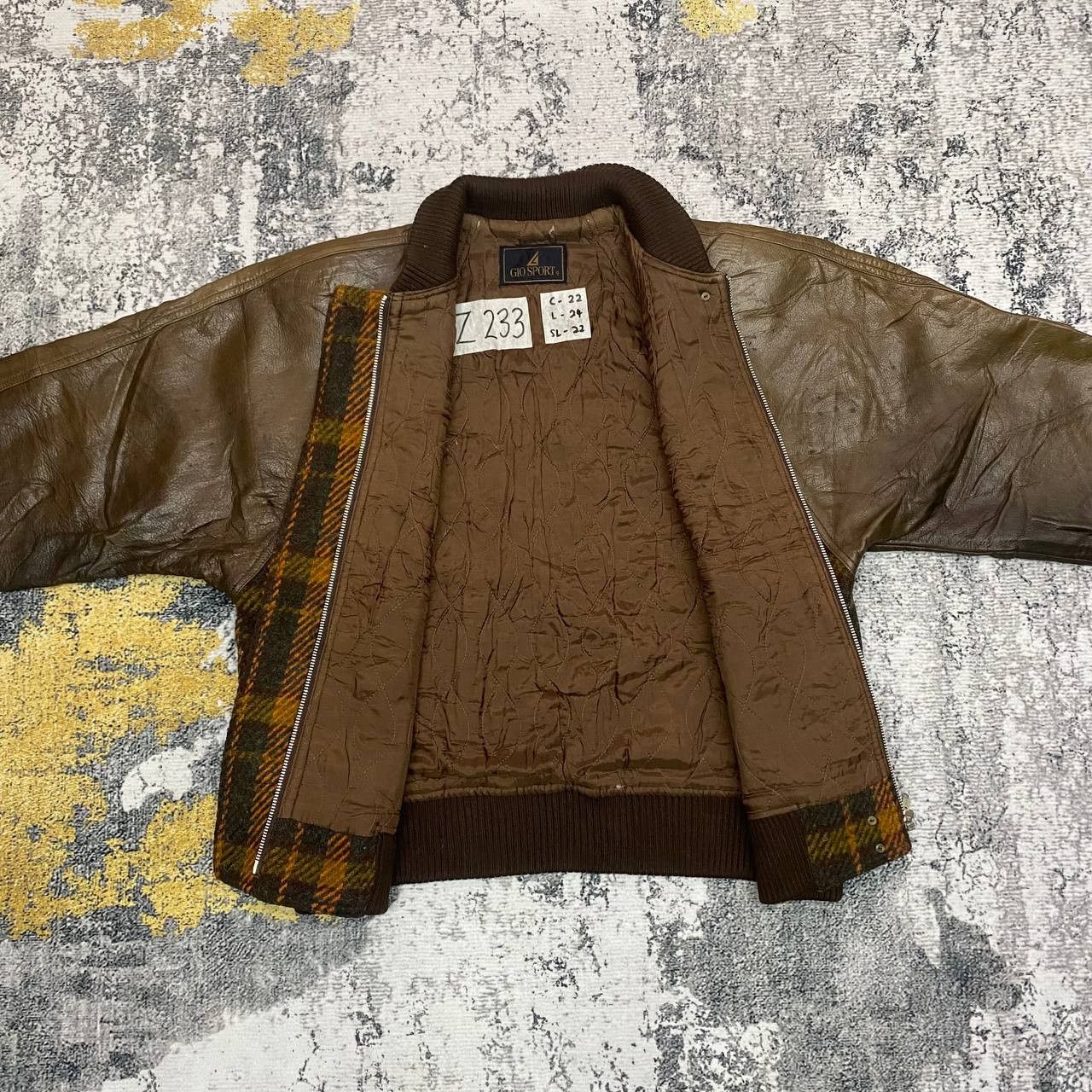 Vintage Z233 VTG GIO SPORTS TARTAN WOOL LEATHER VARSITY Size US S / EU 44-46 / 1 - 5 Thumbnail
