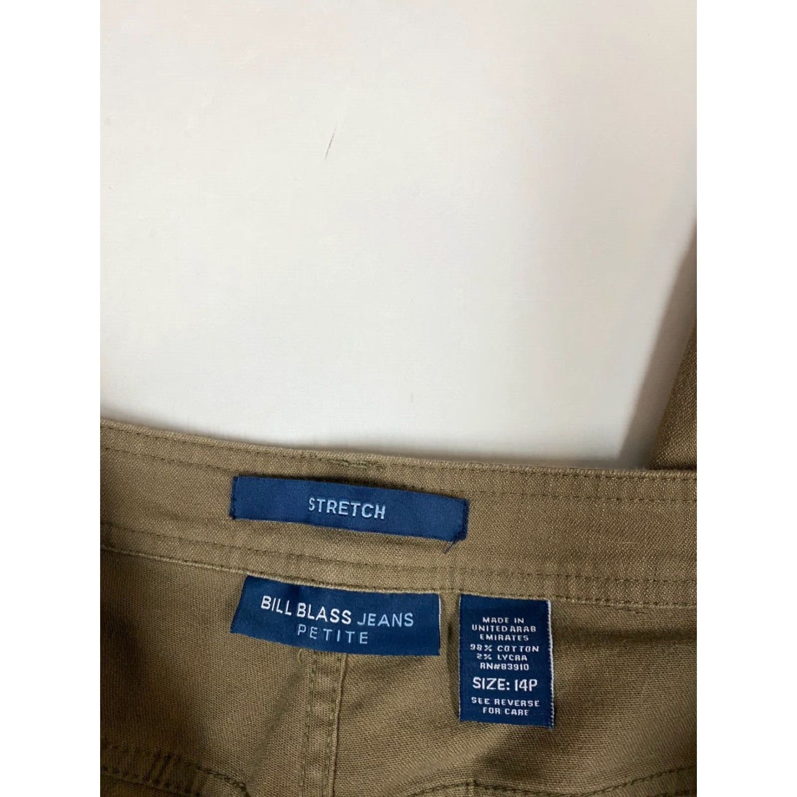 Bill Blass Bill Blass Womens Chino Pants 14P Brown Straight Stretch Size 36" / US 14 / IT 50 - 3 Thumbnail