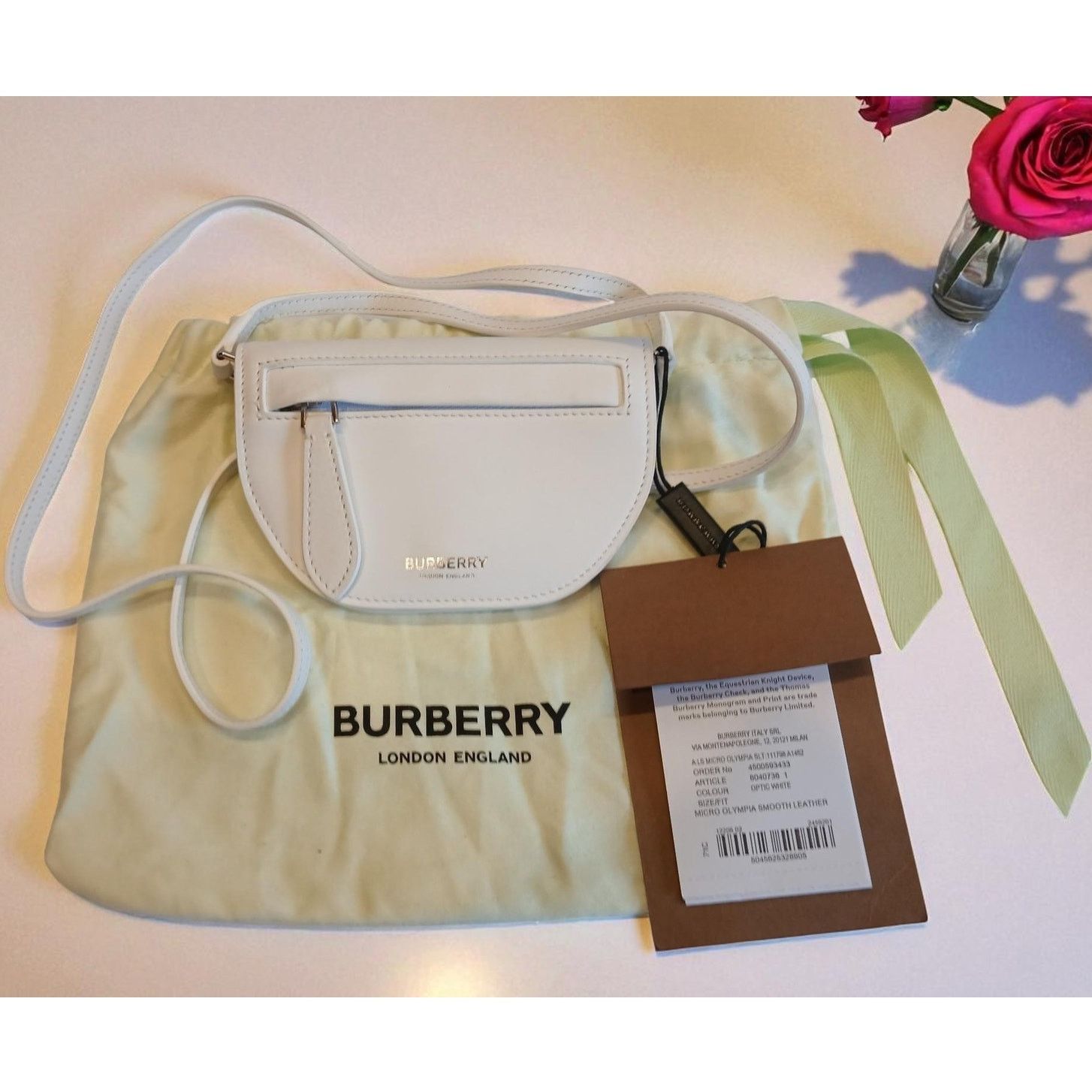 Burberry New - Burberry Olympia Micro Mini Leather Shoulder Bag White Size ONE SIZE - 6 Thumbnail