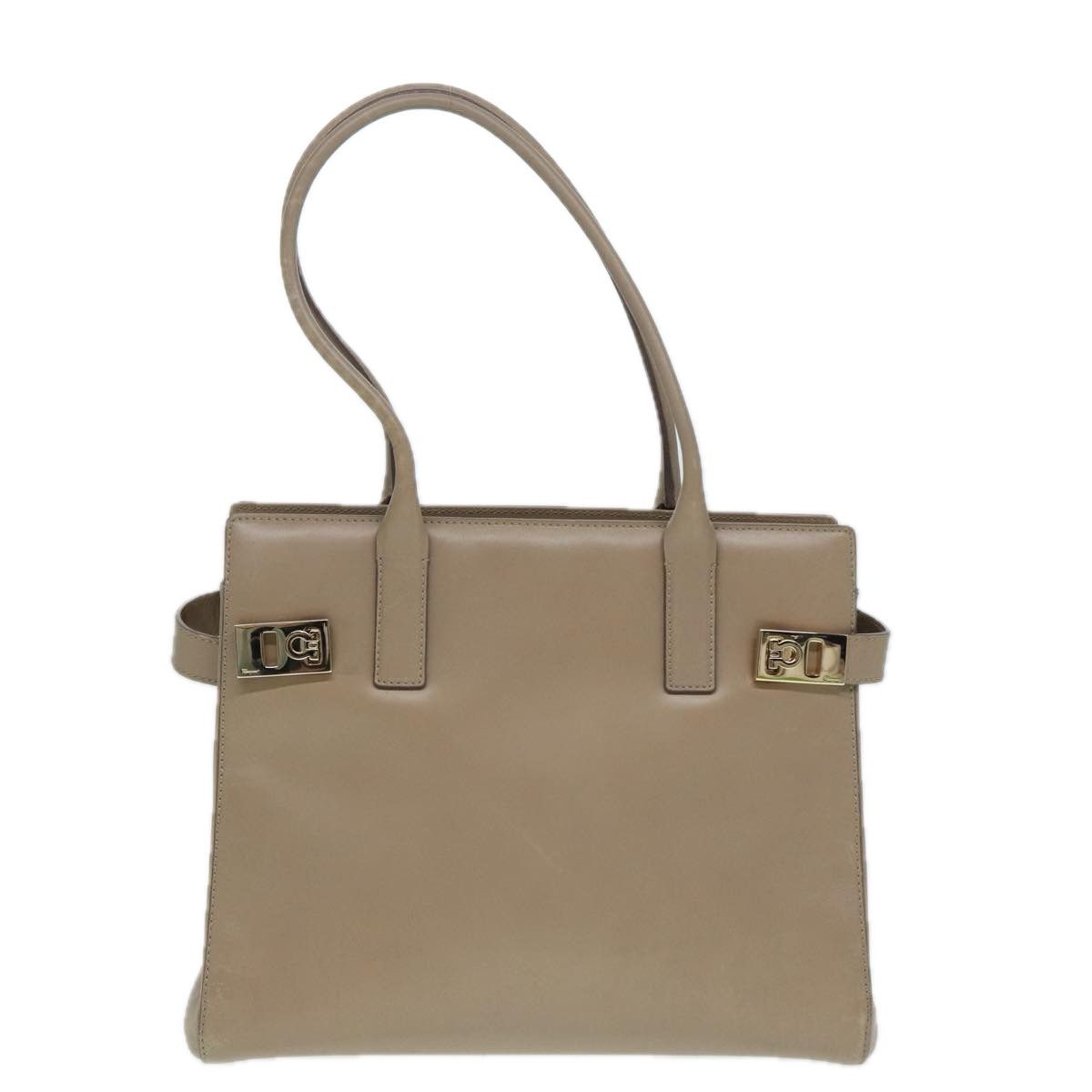 Salvatore Ferragamo Gancini Beige Leather Shoulder Bag (Pre-Owned) Size ONE SIZE - 1 Thumbnail
