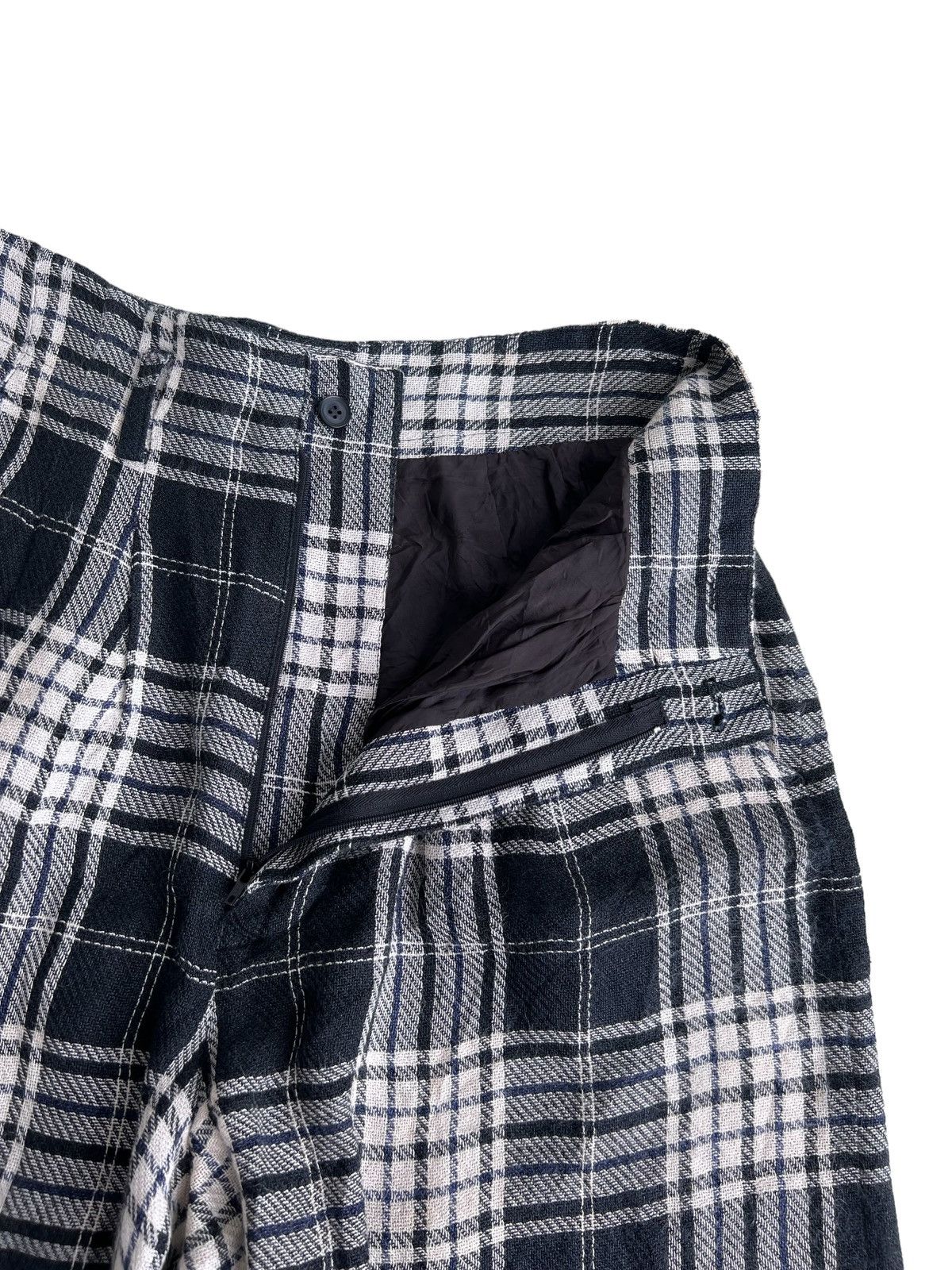 Yohji Yamamoto 1980s Yohji Yamamoto Runway Shadow Plaid Rayon Trouser Pants Size US 30 / EU 46 - 8 Thumbnail