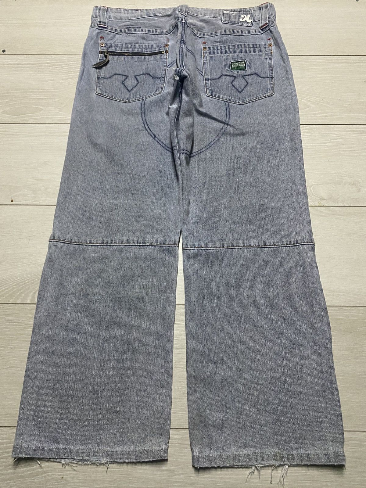 Japanese Brand Vintage KissMark Japan Double Knee StoneWash Baggy Jeans Size US 35 - 4 Thumbnail