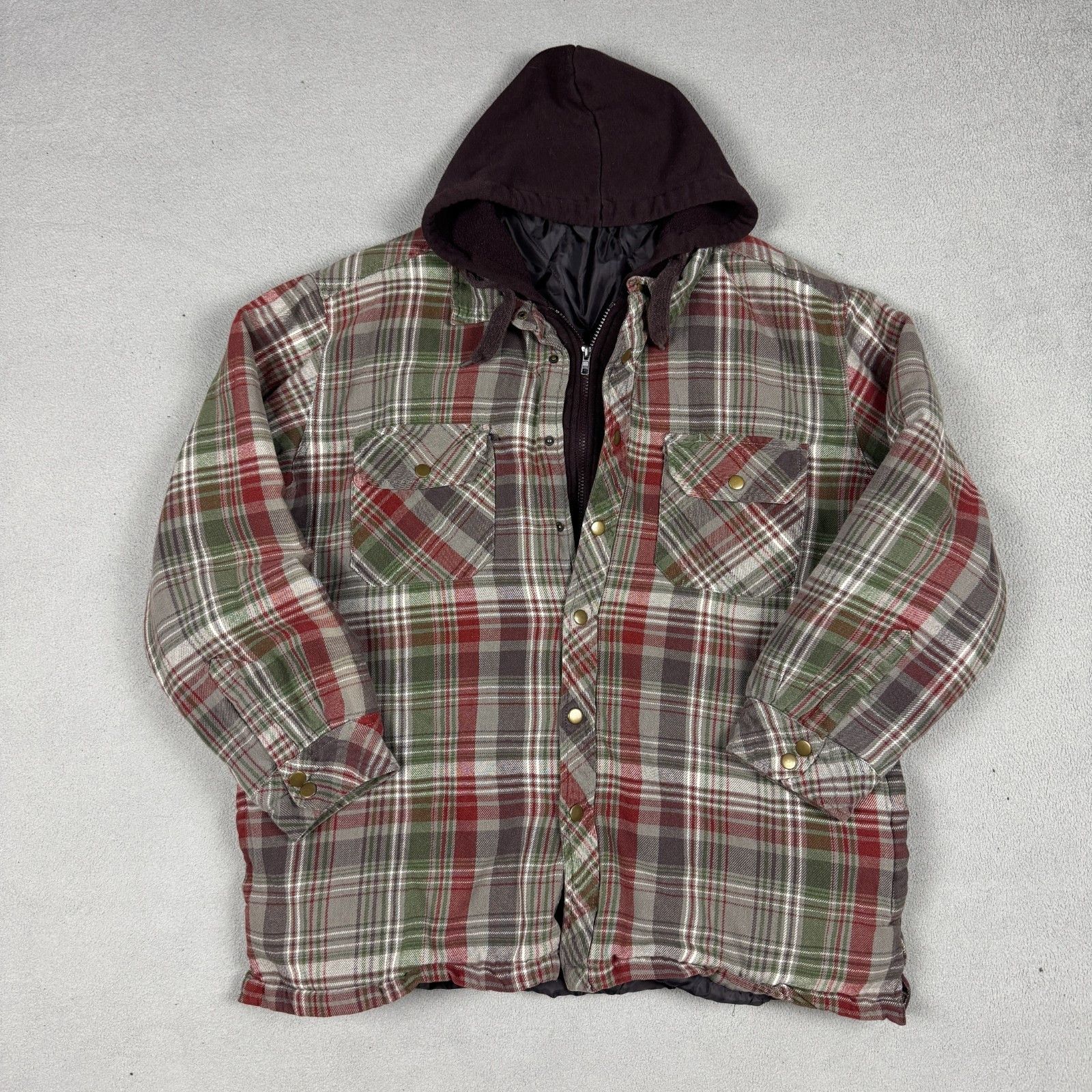 Vintage VTG Grunge Flannel Hooded Jacket XL Plaid Quilt Lined 90s Size US XL / EU 56 / 4 - 1 Thumbnail