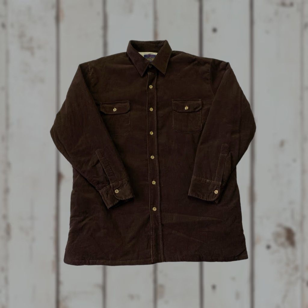 Sears VINTAGE County Touch Corduroy Shirt Jacket Brown Lined XL Mens Jacket Size US XL / EU 56 / 4 - 1 Thumbnail