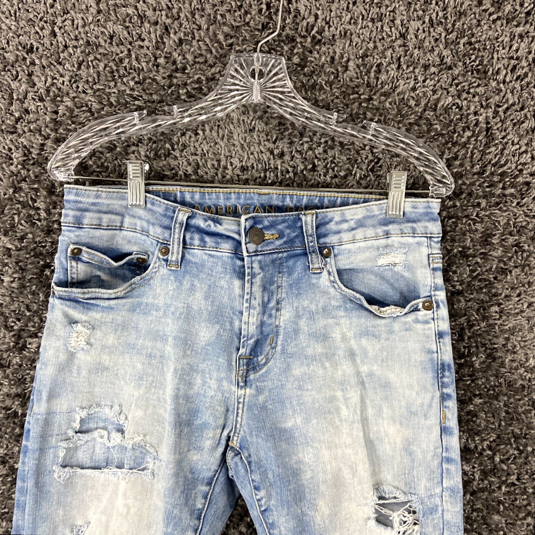 American Eagle Outfitters AMERICAN EAGLE Skinny Distressed Stretch Jeans Men's 30x30 Blue Size US 30 / EU 46 - 7 Thumbnail