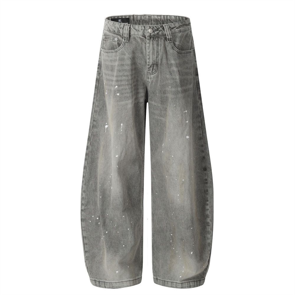 Japanese Brand × Jean Men's loose all-match distressed ink-washed scimitar jeans Size US 32 / EU 48 - 1 Thumbnail