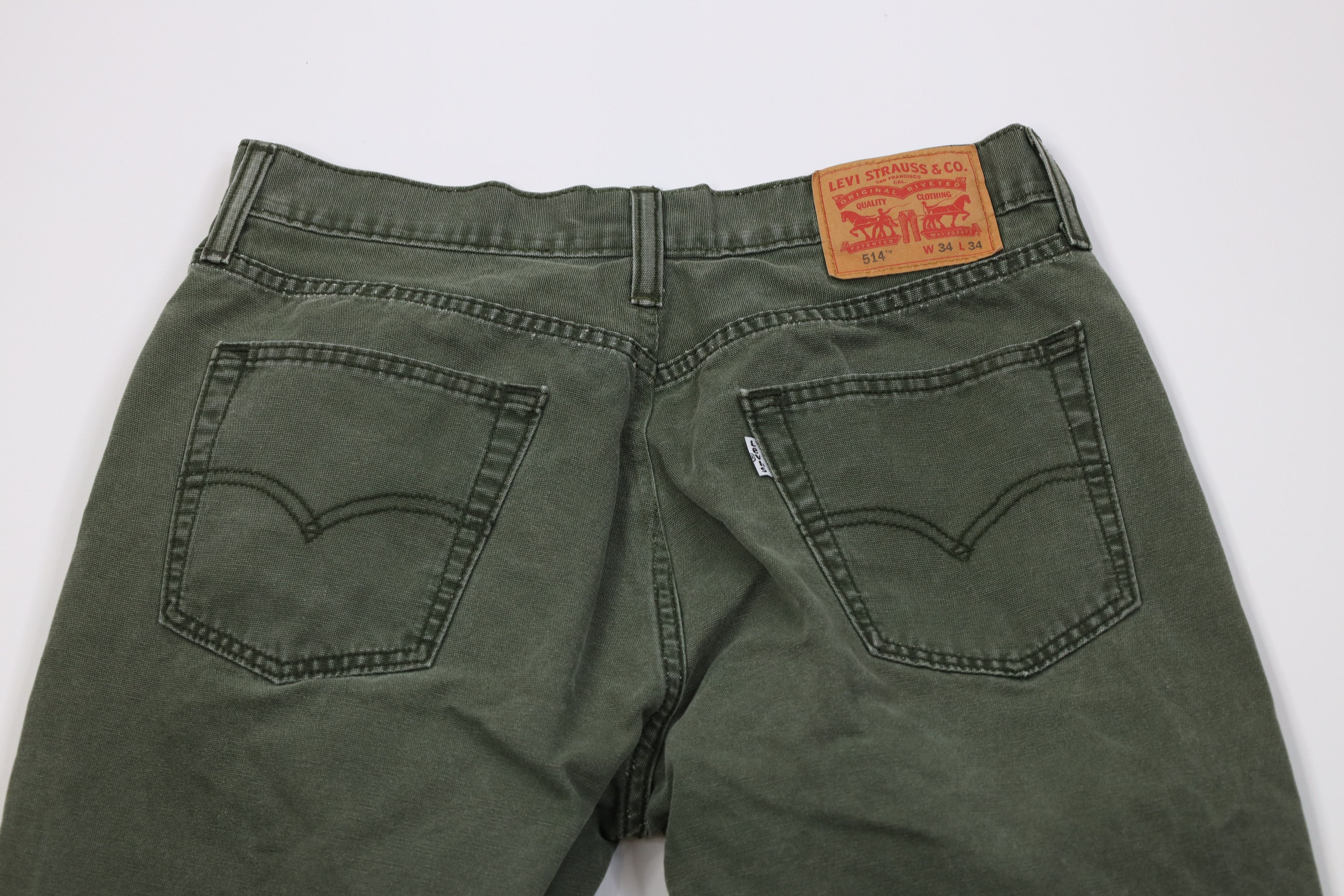 Levi's Vintage Y2K Levis 514 Cotton Canvas Straight Leg Jeans Green Size US 32 / EU 48 - 10 Thumbnail