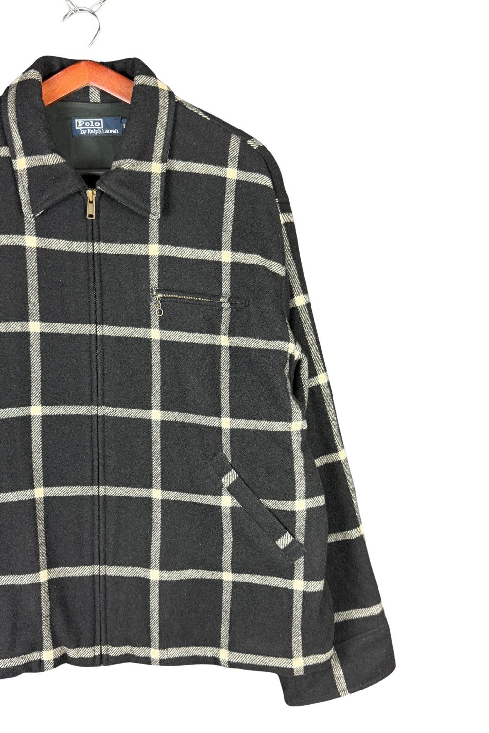 Polo Ralph Lauren aw98 Polo Ralph Lauren Wool Windowpane Zip Jacket - L Size US L / EU 52-54 / 3 - 6 Thumbnail