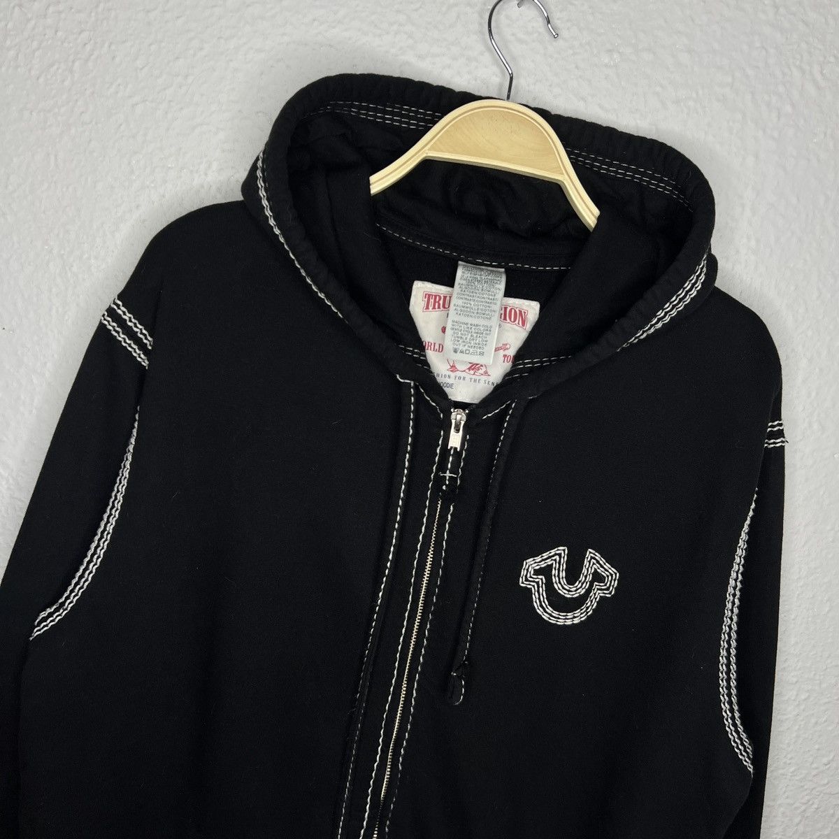 True Religion Y2K True Religion Triple Contrast Stitch Zip Up Hoodie Size US L / EU 52-54 / 3 - 4 Thumbnail