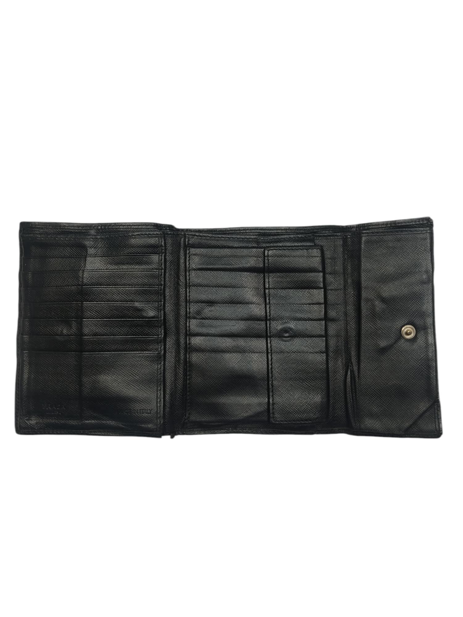 Prada PRADA BLACK SAFFIANO METAL LEATHER TRIANGLE WALLET Size ONE SIZE - 16 Thumbnail