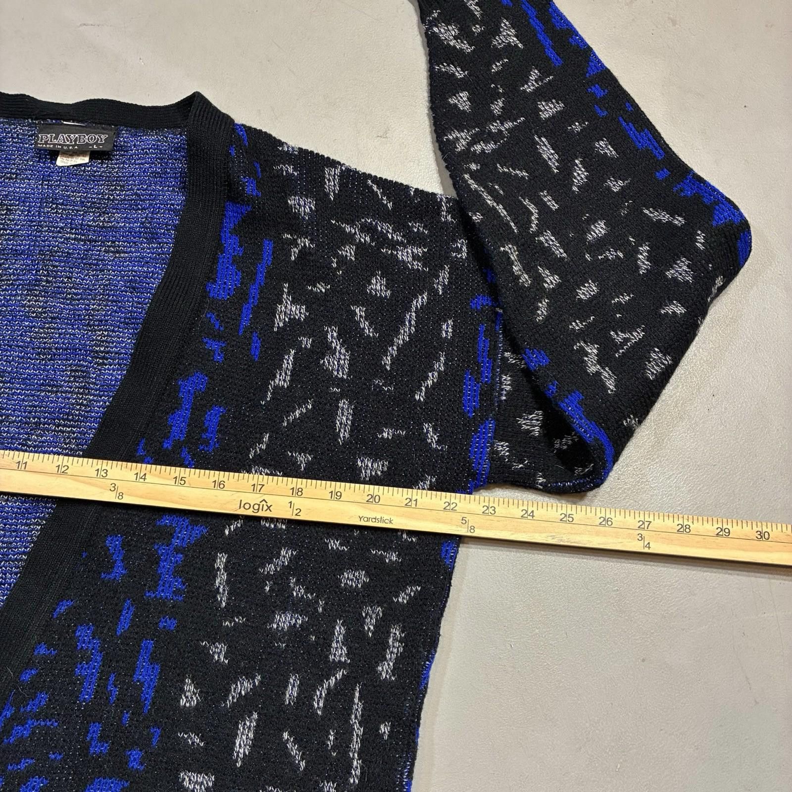 Playboy Vintage Playboy Geometric Knit Cardigan Sweater Mens L Size US L / EU 52-54 / 3 - 6 Thumbnail