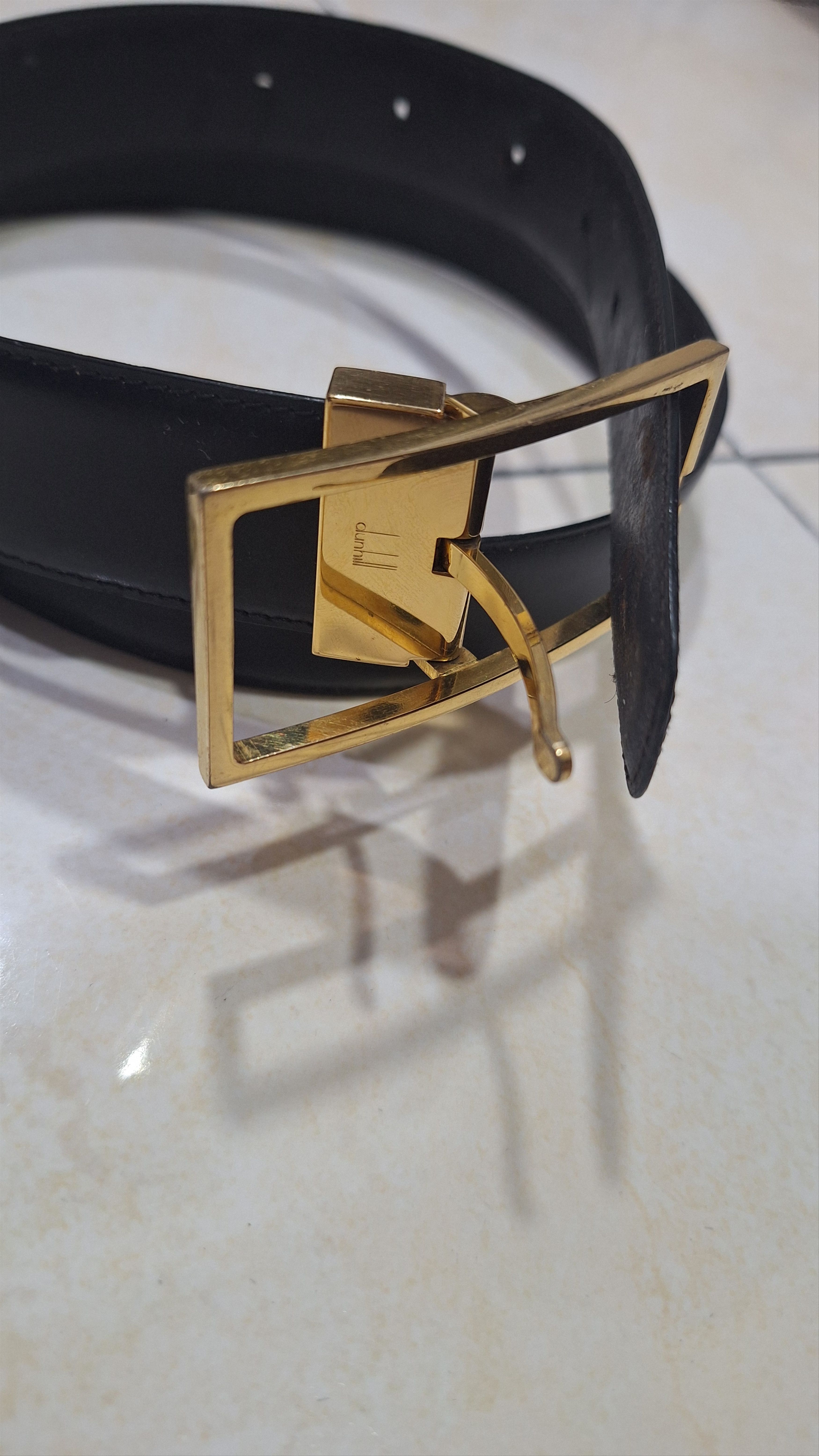 Alfred Dunhill Dunhill Black Leather Gold Buckle Size ONE SIZE - 3 Thumbnail