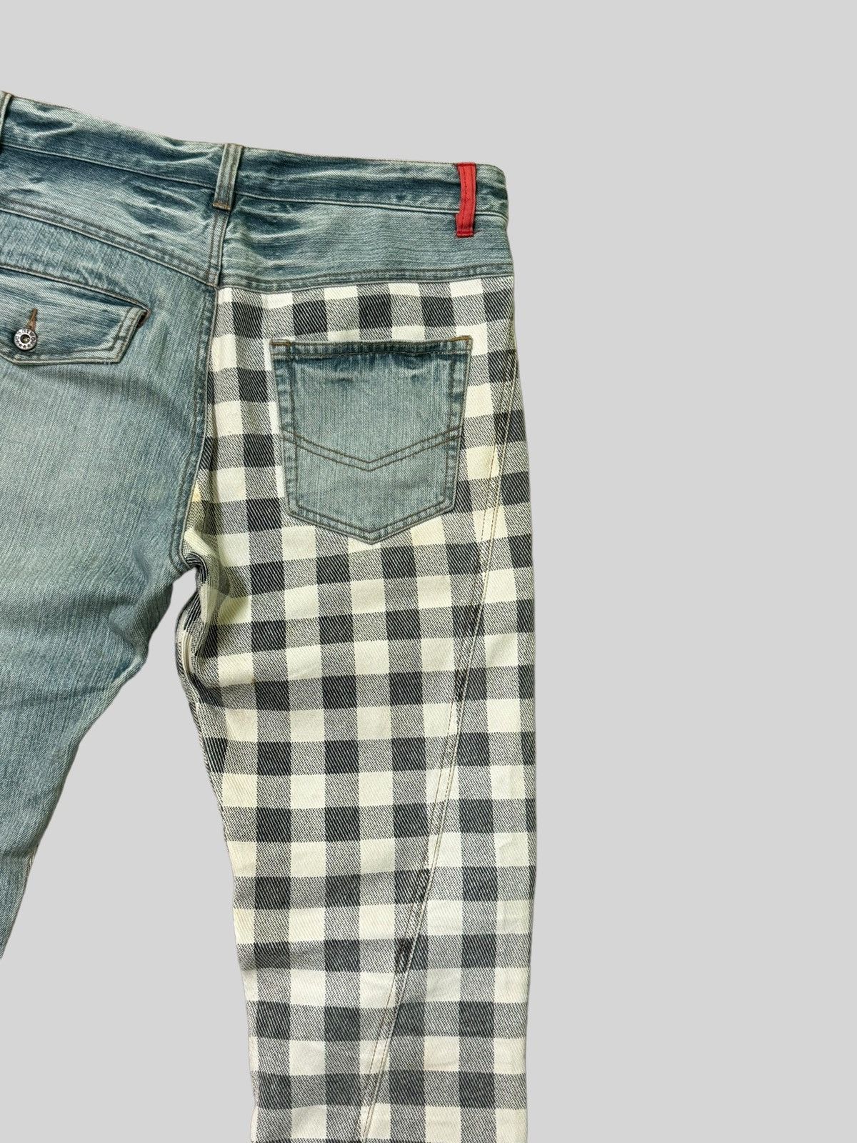 Japanese Brand VINTAGE CANTWO RECONSTRUCTED PLAIDS DENIM JEANS Size US 31 - 12 Thumbnail