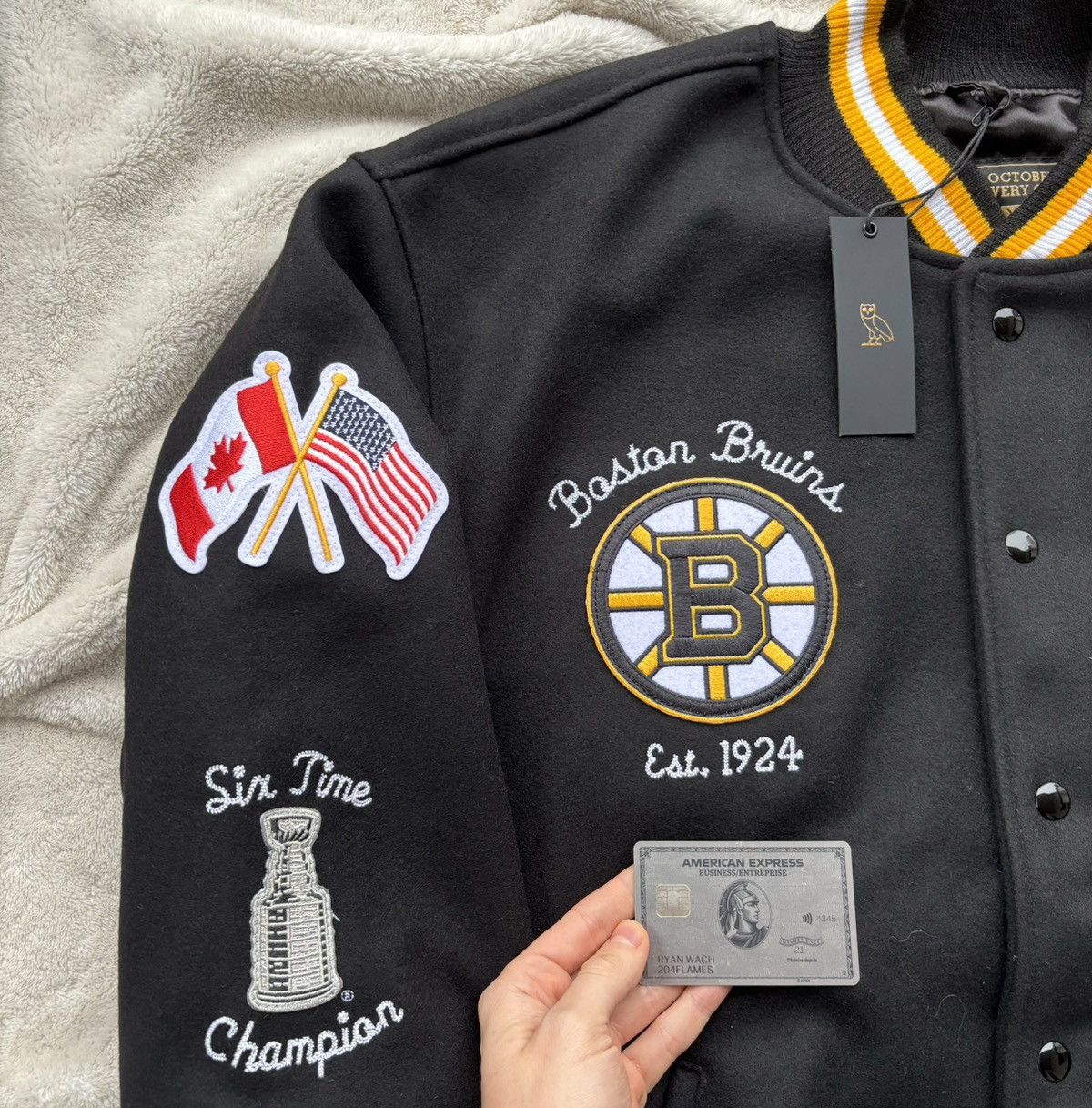 NHL × October's Very Own OVO x Boston Bruins Varsity Jacket Size US XXL / EU 58 / 5 - 4 Thumbnail