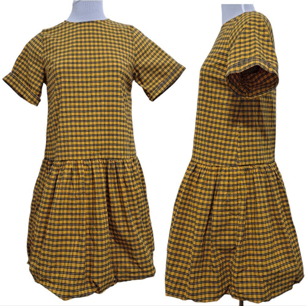 Levi's Levi's Aberdeen Tafetta Plaid Dress Buble Hem Oversized XS Mustard Size XS / US 0-2 / IT 36-38 - 1 Thumbnail