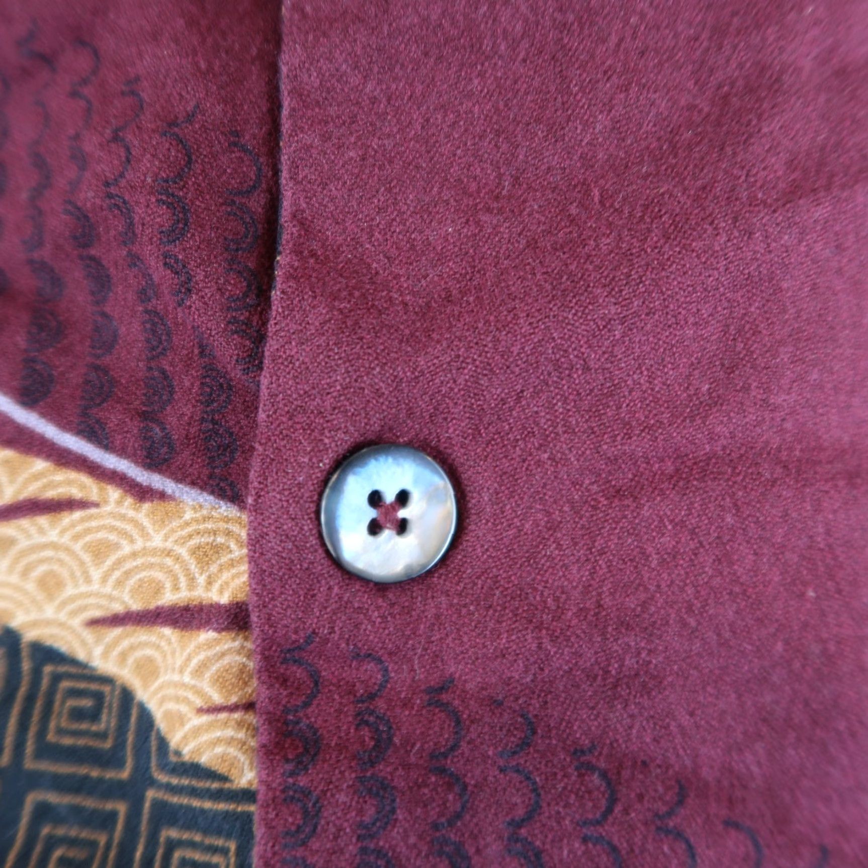Vintage Aureus Button-Up Hawaiian Shirt Men XL Burgundy Silk Cotton Size US XL / EU 56 / 4 - 7 Thumbnail