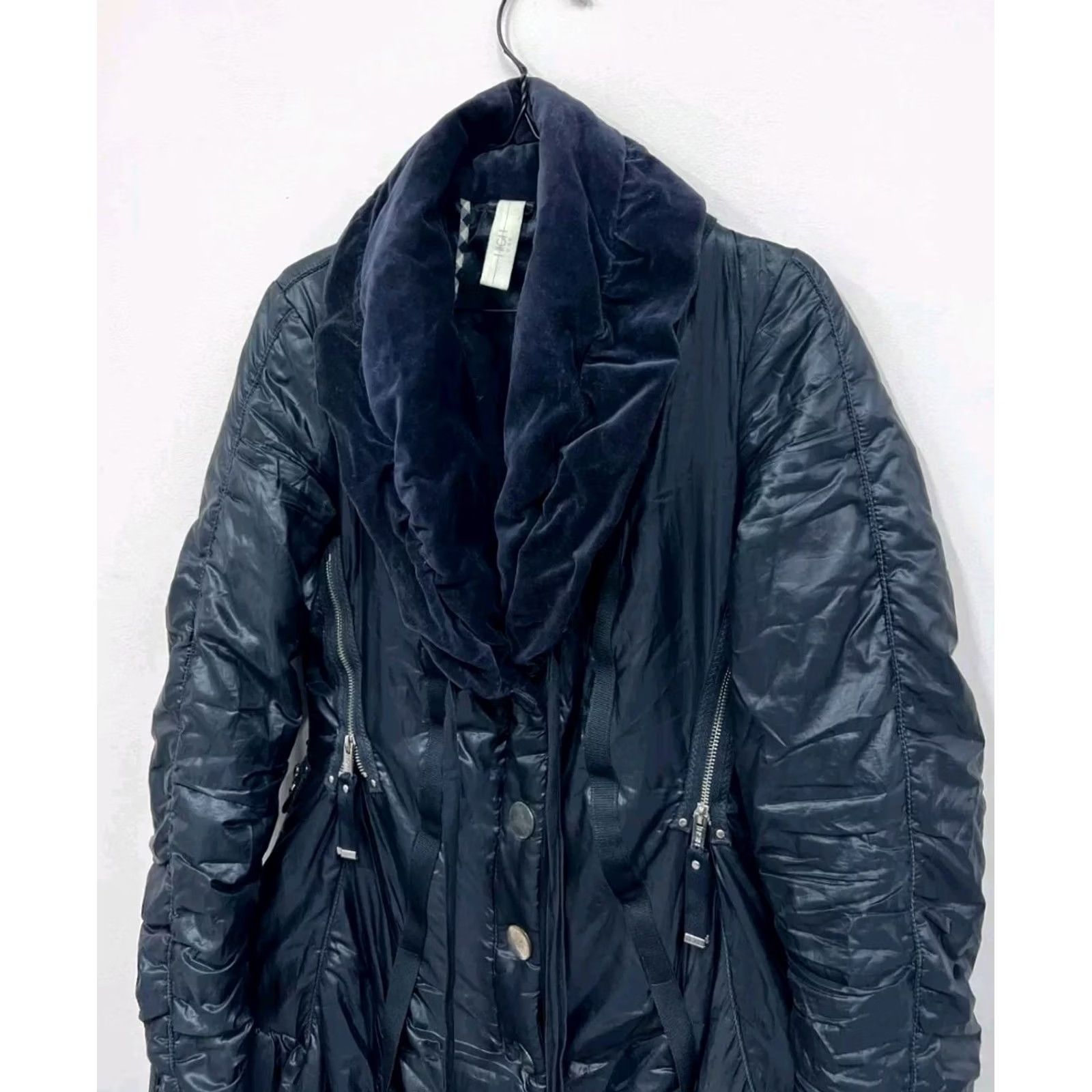 Vintage HIGH USE Jacket Coat Women L Dark navy USA Logo Casual Party/Cocktail Modern Coat Ladies Size L Size L / US 10 / IT 46 - 3 Thumbnail