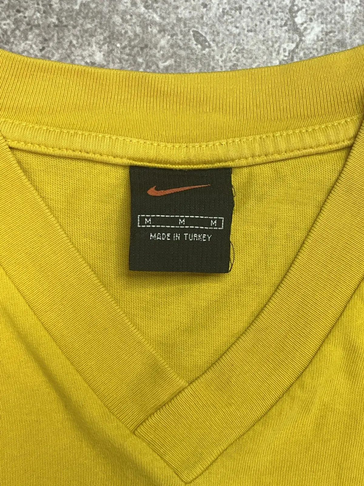 Nike × Vintage Vintage Nike Yellow V-Neck T-Shirt Swoosh Medium Size M Size US M / EU 48-50 / 2 - 3 Thumbnail