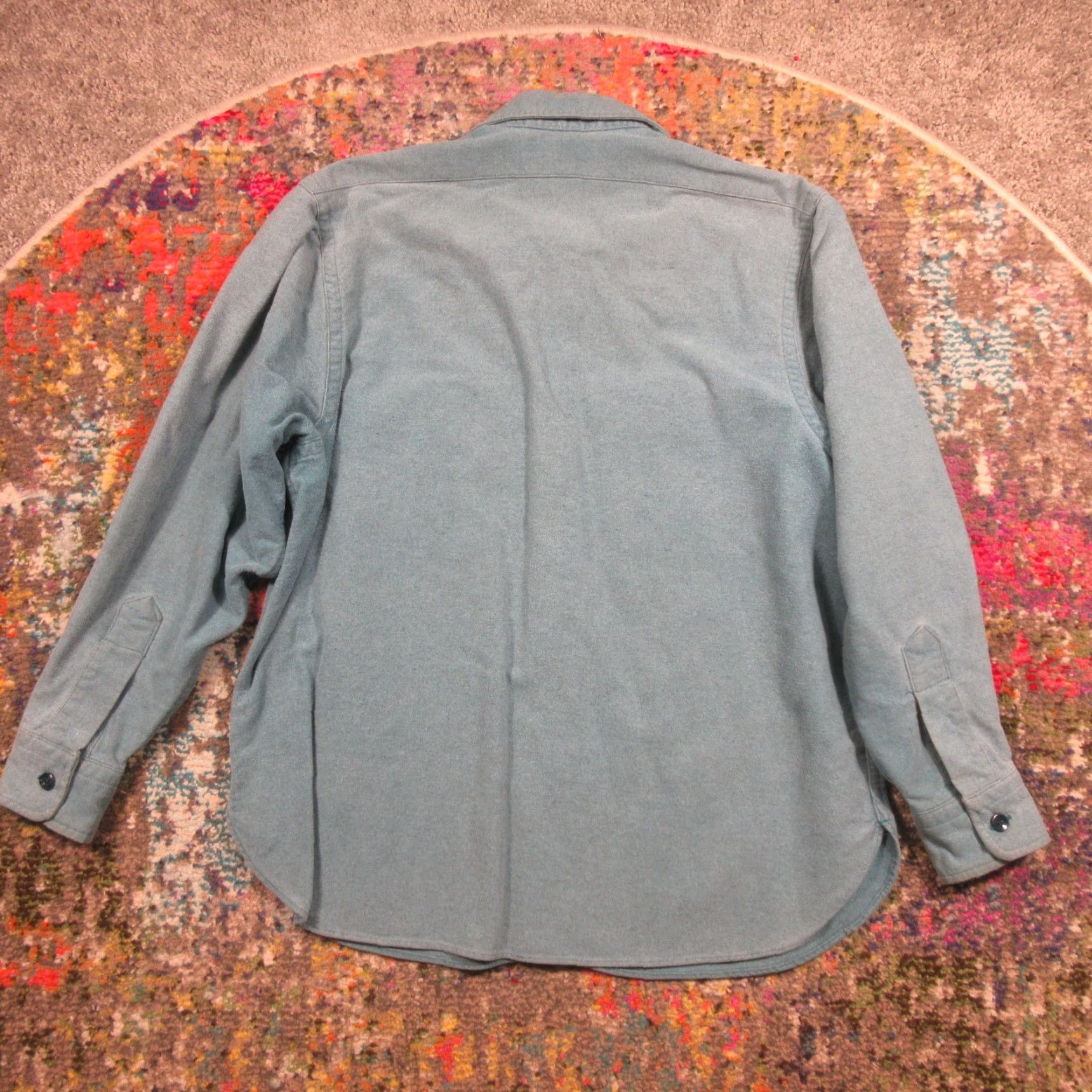 Vintage VINTAGE L.L.Bean Shirt Womens 14 Teal Flannel Button-Up Pocket 90s Cotton Made in USA Size XL / US 12-14 / IT 48-50 - 2 Thumbnail