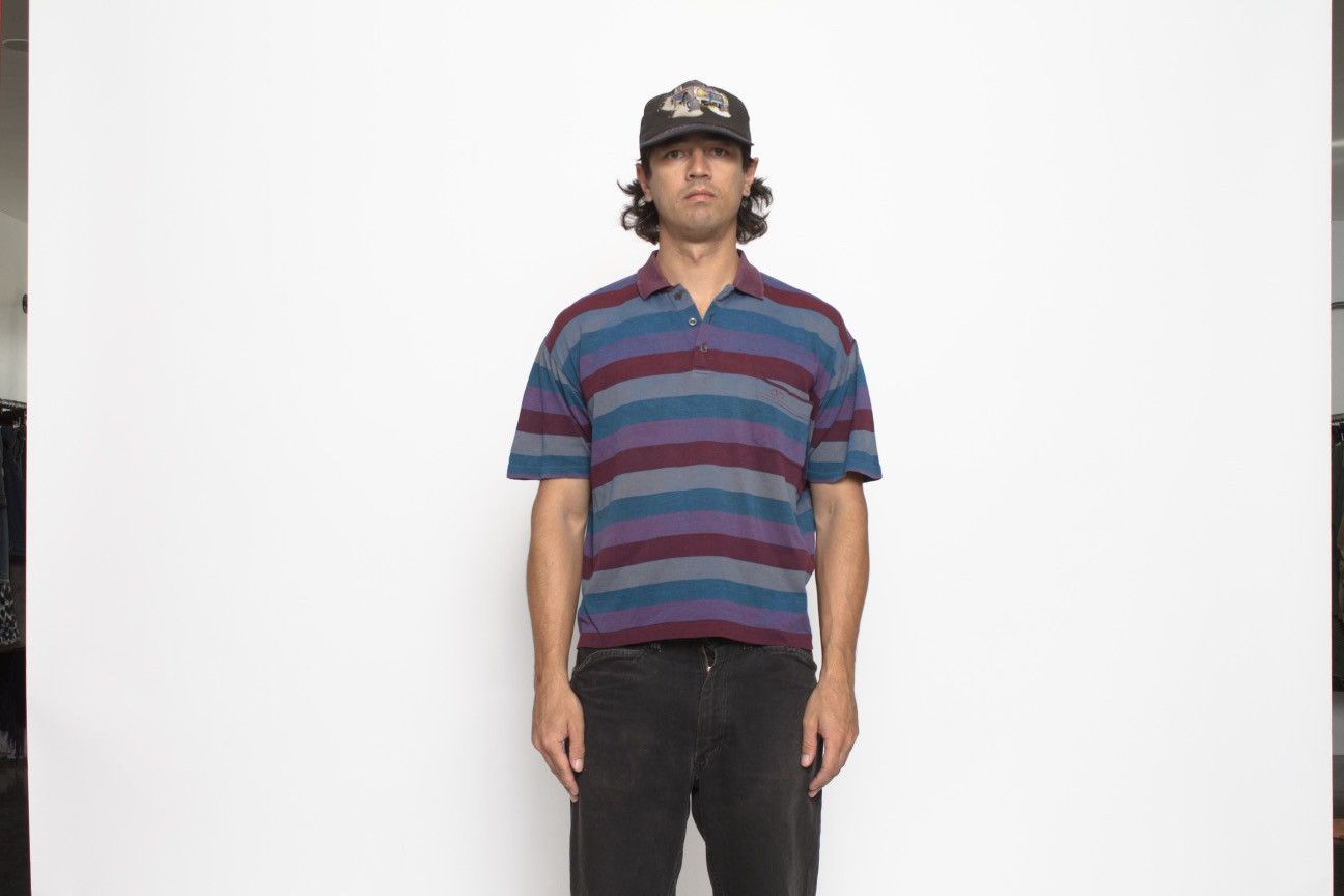 Valentino BURGUNDY BLUE AND PURPLE BOXY POLO SHIRT BY VALENTINO Size US M / EU 48-50 / 2 - 1 Thumbnail
