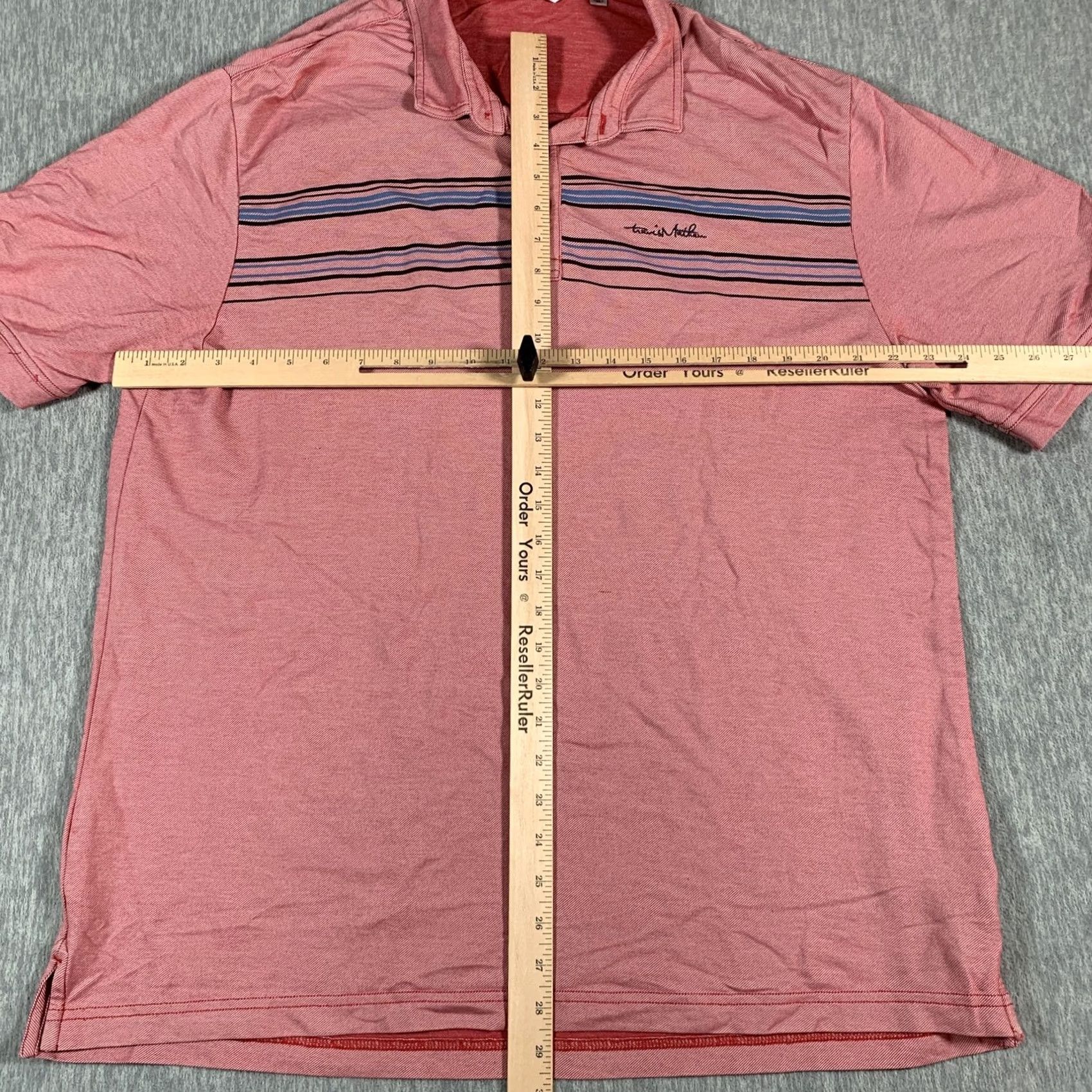 TravisMathew Travis Mathew Polo Shirt Mens XL Pink Stripe Pima Cotton Stretch Golf Size US XL / EU 56 / 4 - 5 Thumbnail