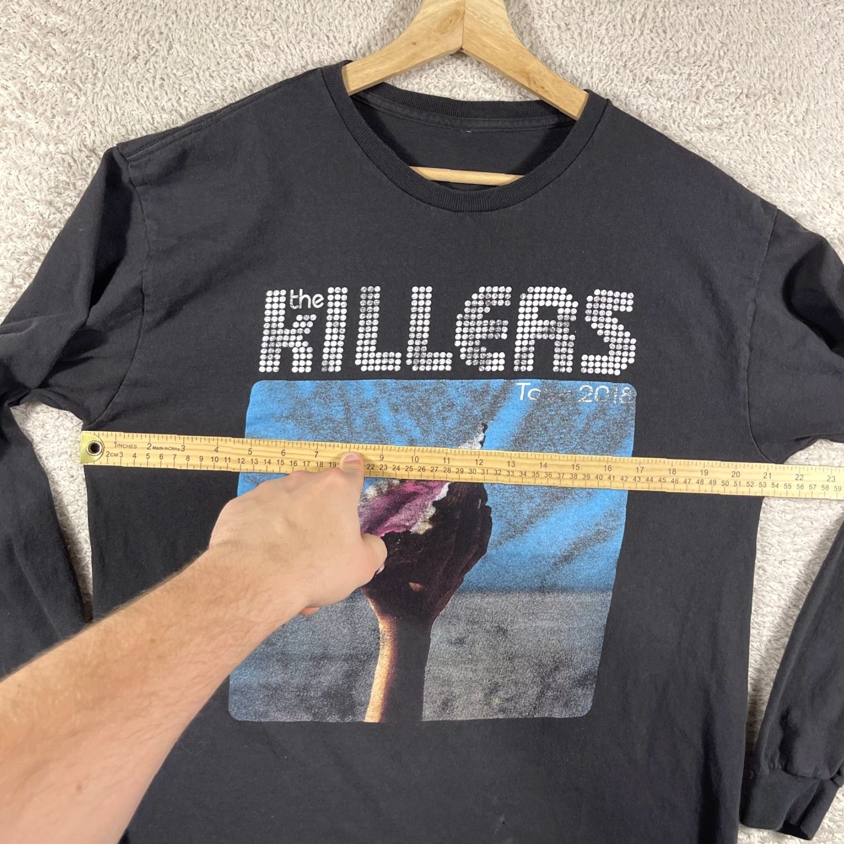 Vintage The Killers Tour T-Shirt Adult Large Black Wonderful Wonderful 2018 Long Sleeve Shirt Mens Band Graphic Print Cotton Vintage No Size US L / EU 52-54 / 3 - 5 Thumbnail