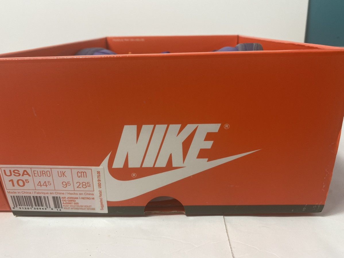 Gatorade × Nike Nike Air Jordan 1 Retro High OG Gatorade Grape Purple Size US 10.5 / EU 43-44 - 7 Thumbnail