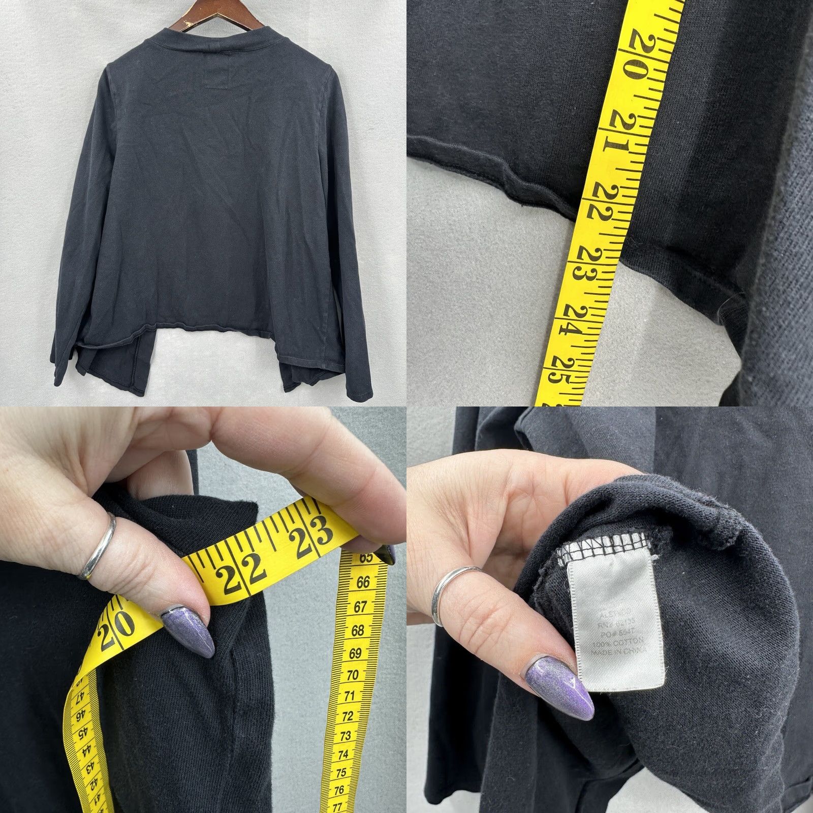 Vintage VINTAGE Fresh Produce Women's Cardigan Sweater Fall Spring Summer Winter L Black Jersey Knit Open Front Casual Travel USA Size L / US 10 / IT 46 - 8 Thumbnail