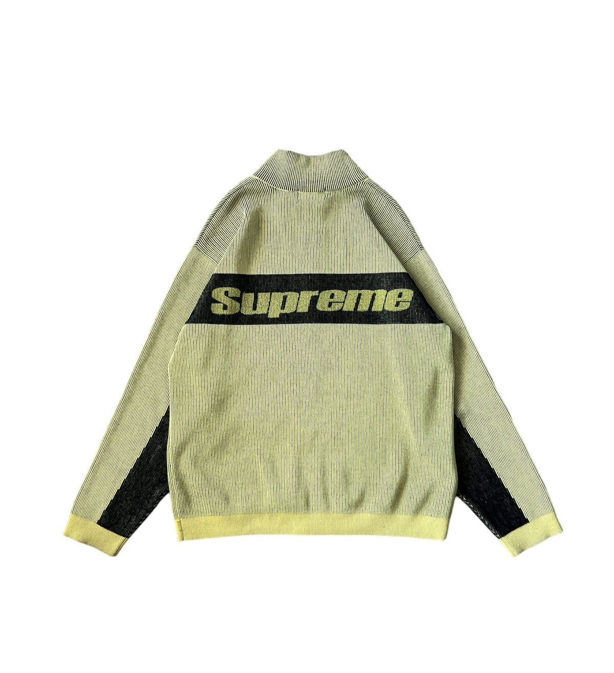 supreme22fw 2-tone ribbed zip up sweater-