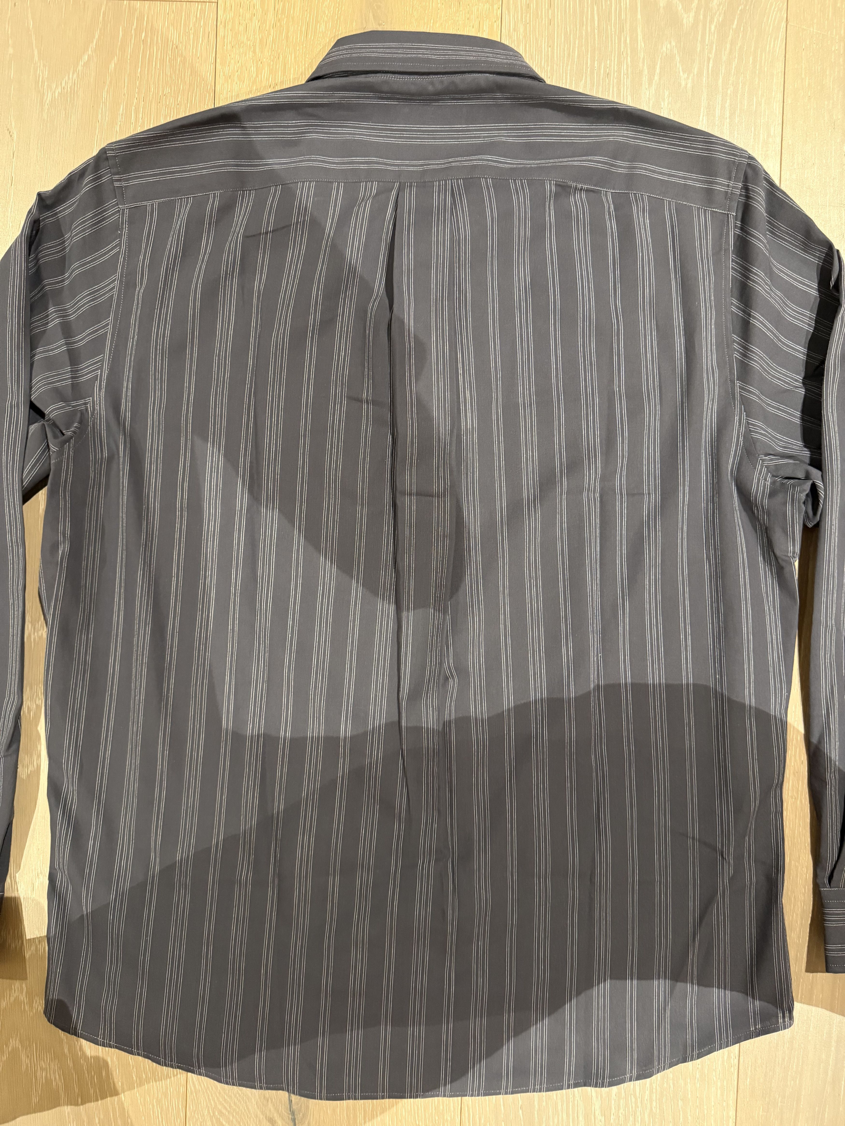JJJJound 💚 JJJJound Striped Button Up Shirt Charcoal/Off White NEW Size US L / EU 52-54 / 3 - 18 Thumbnail