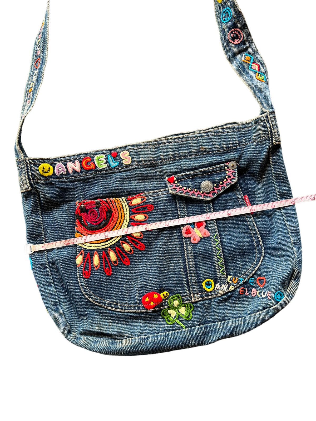 Angel Blue 1990 Angel Blue Embroidery Denim Sling Bag Size ONE SIZE - 13 Thumbnail