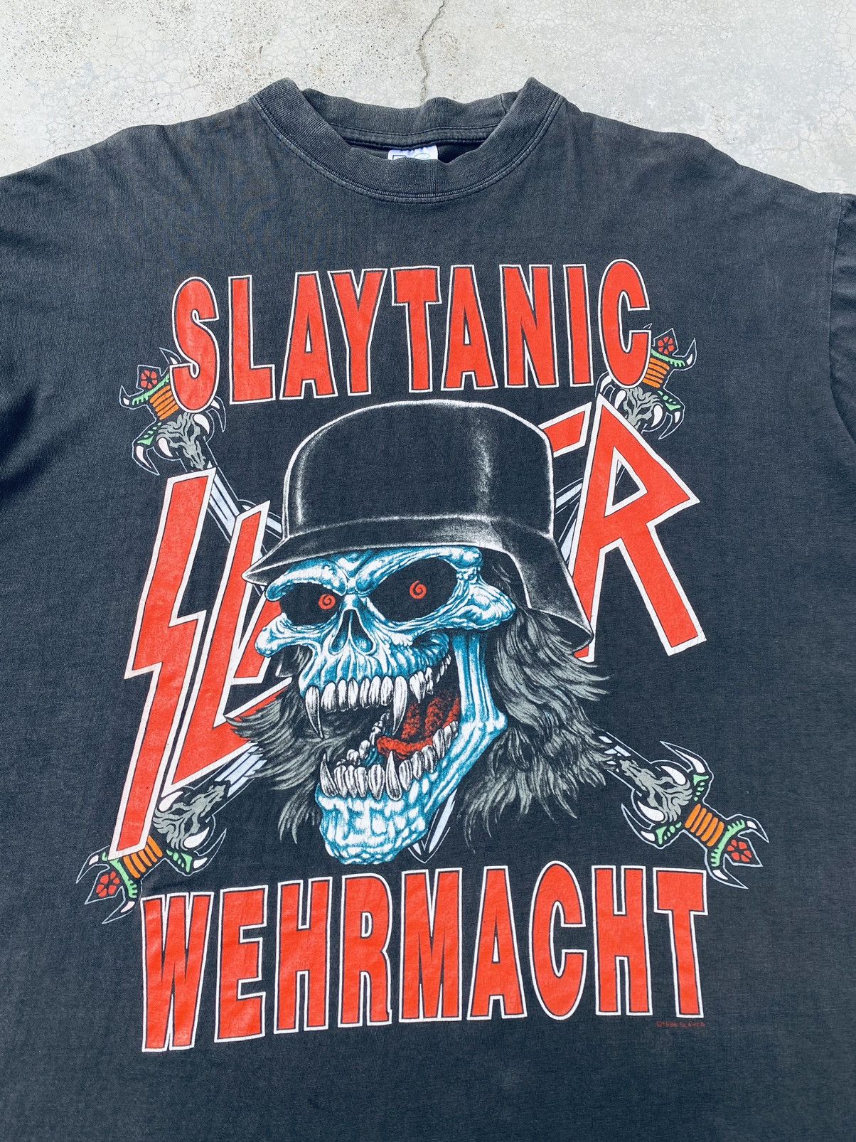 Band Tees True Vintage 80s Slayer Slaytanic Thrash Metal Band Tees Size US XL / EU 56 / 4 - 3 Thumbnail
