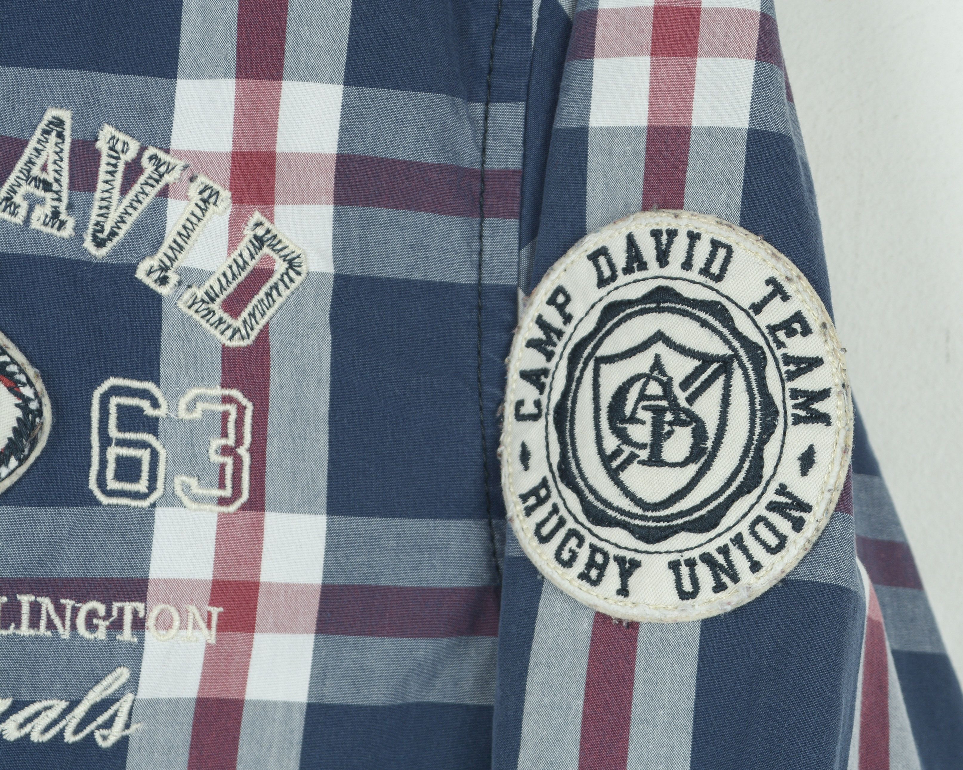 Camp David Button Up Shirt NZ Wellington Rugby Check Plaid Embroidered Size US L / EU 52-54 / 3 - 4 Thumbnail
