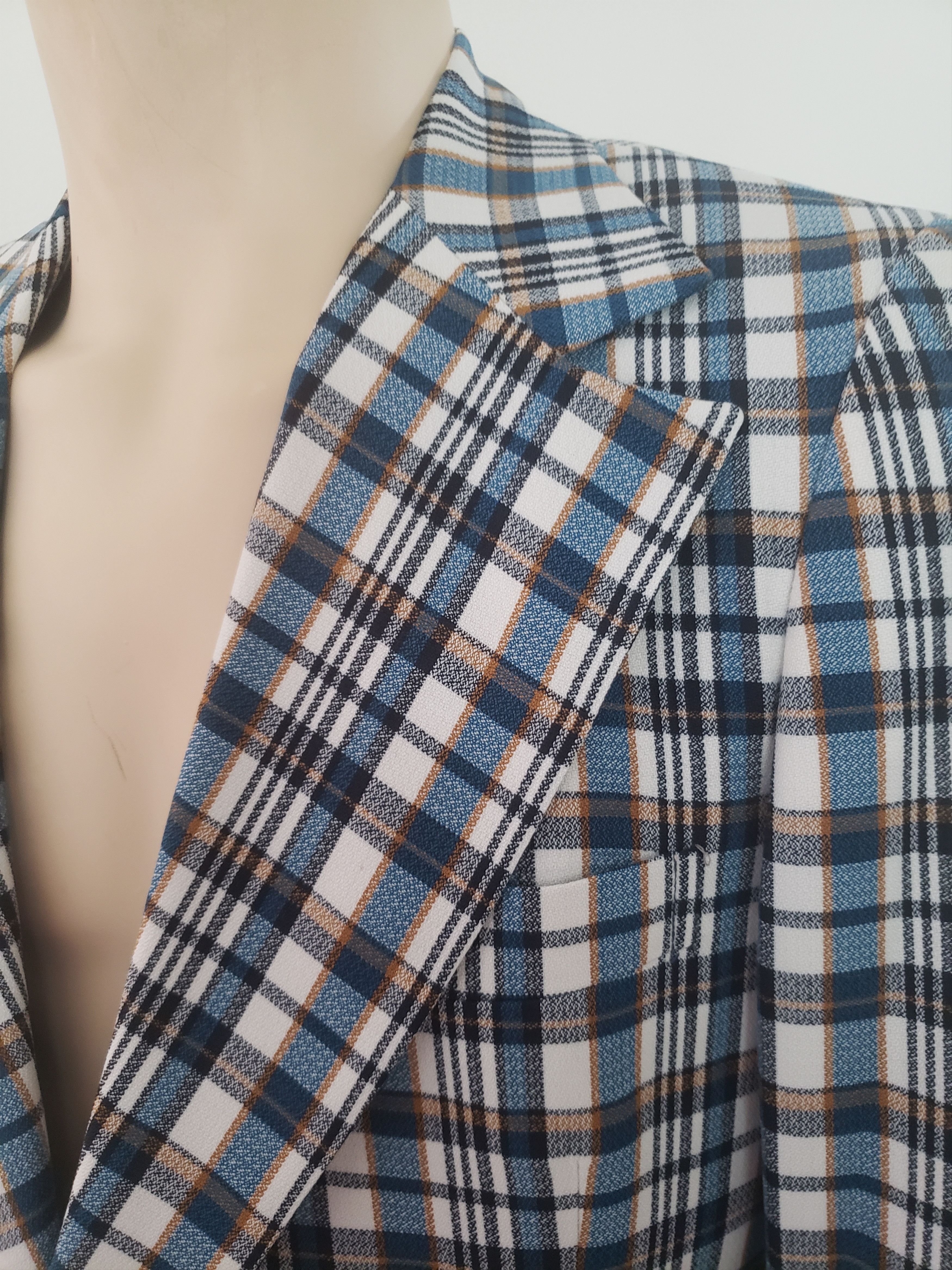 Vintage wild sport coat 40L vintage 1970s blue plaid Size 40L - 4 Thumbnail