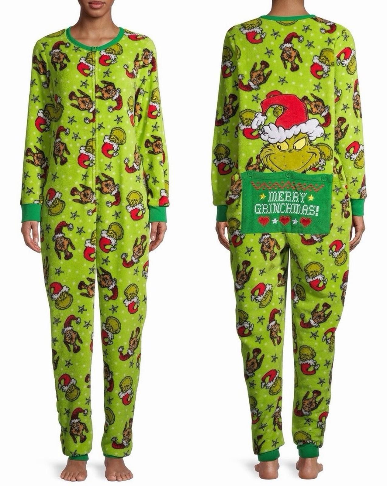 Other The Grinch Pajamas One Piece Drop Seat Back Flap Size Small Size ONE SIZE - 1 Thumbnail
