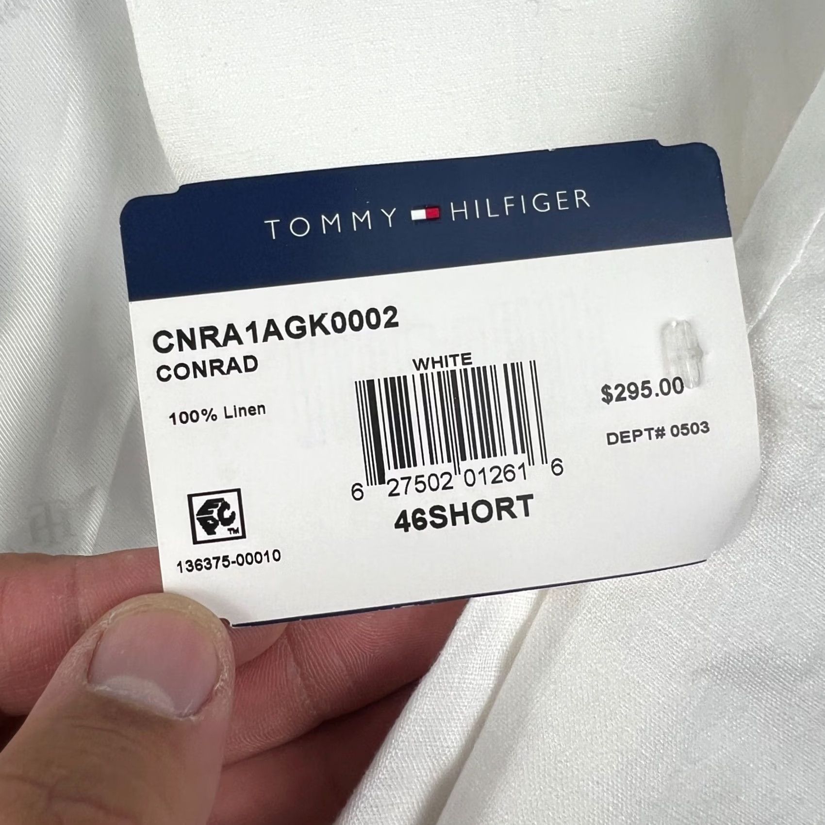 Tommy Hilfiger Tommy Hilfiger White Linen Conrad Sport Coat Blazer 46S Mens Jacket NWT Size 46R - 4 Thumbnail