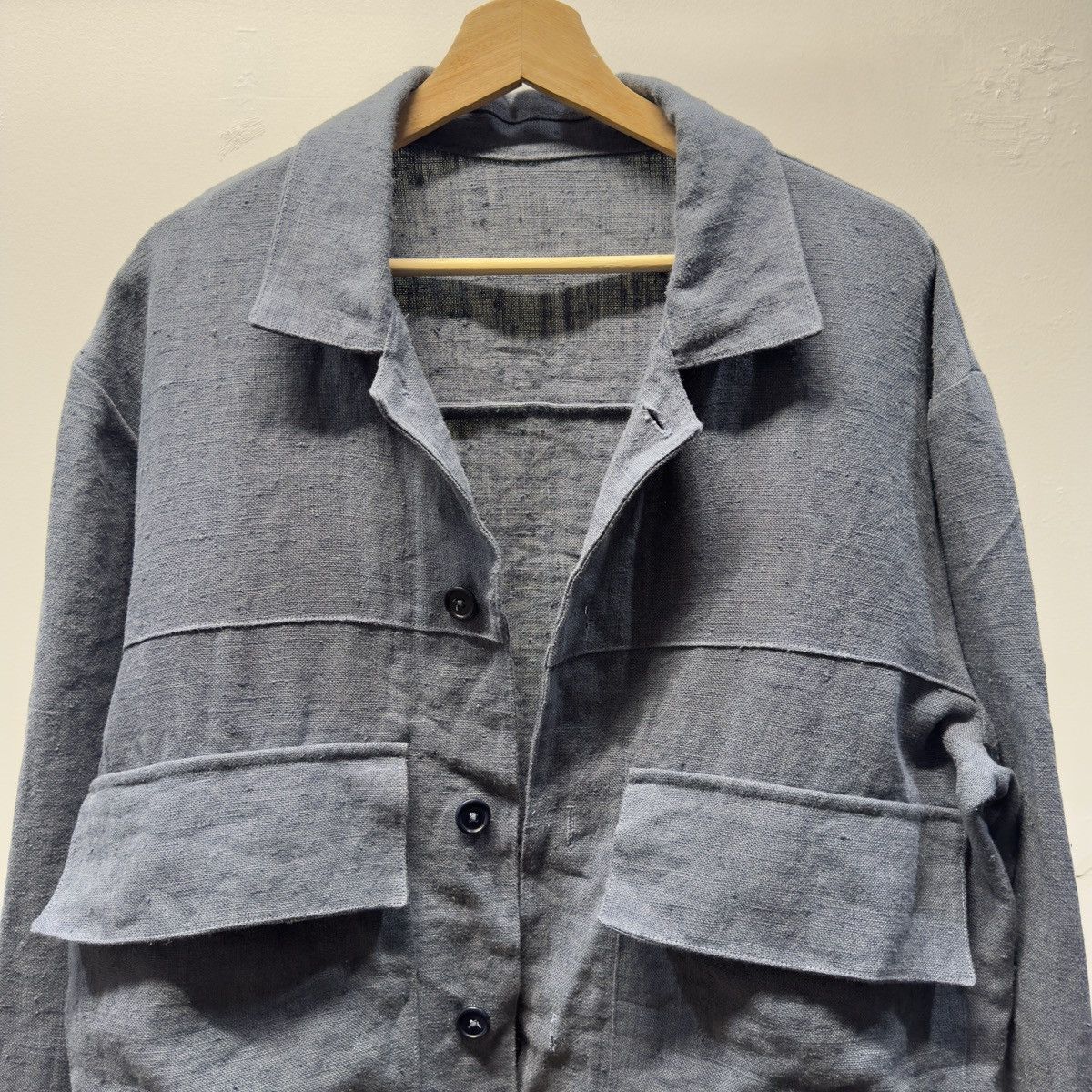 William Frederick William Frederick Dusty Blue Butcher Linen Cafe Jacket Size US S / EU 44-46 / 1 - 3 Thumbnail