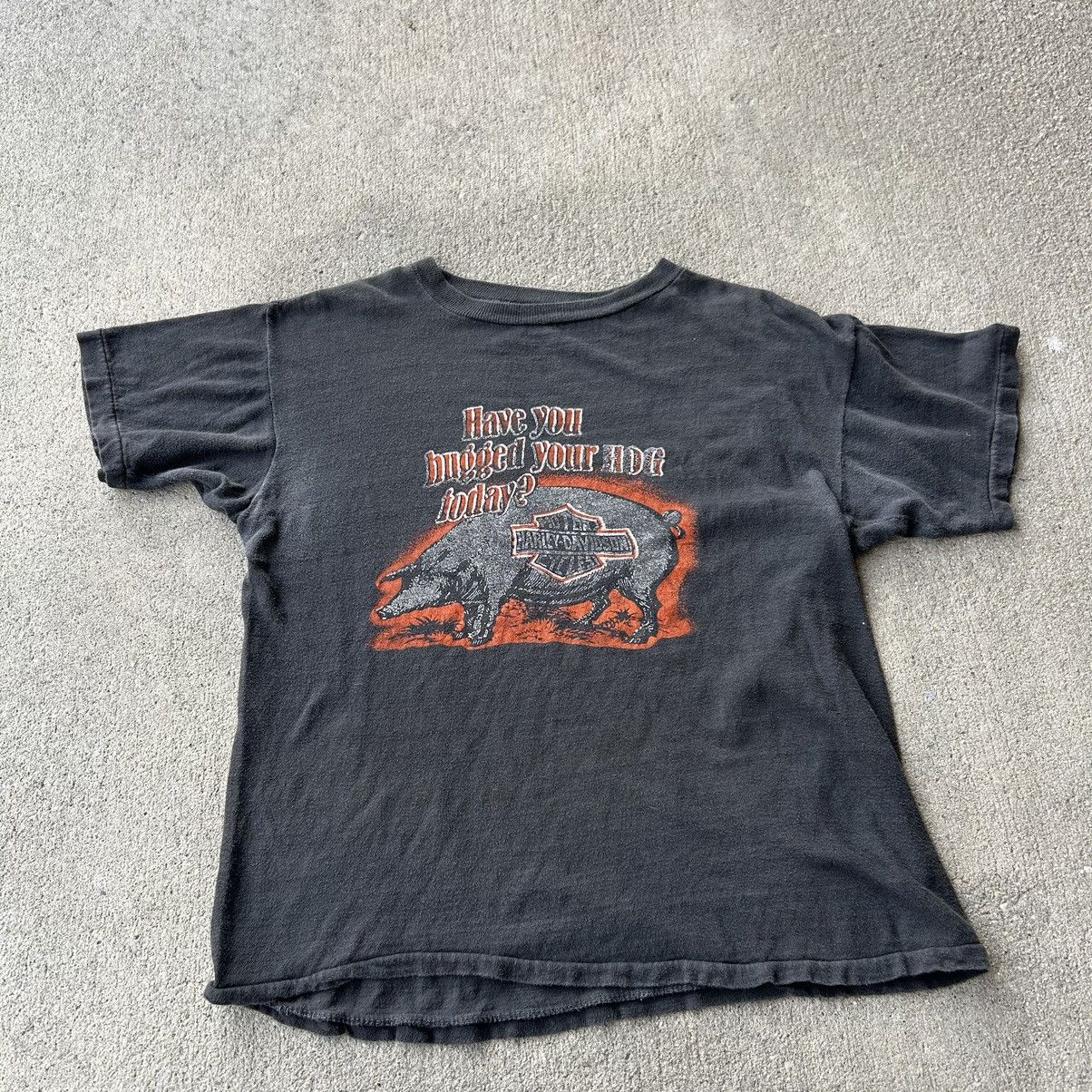image of 70's Harley Davidson Have You Hugged Your Hog Today T-Shirt in Black, Men's (Size Small)
