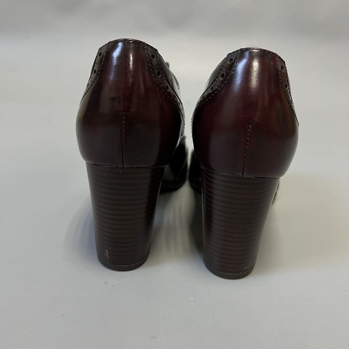 Clarks Clarks Artisan Burgundy Leather Wingtip Oxford Heels Size US 8 / IT 38 - 5 Thumbnail