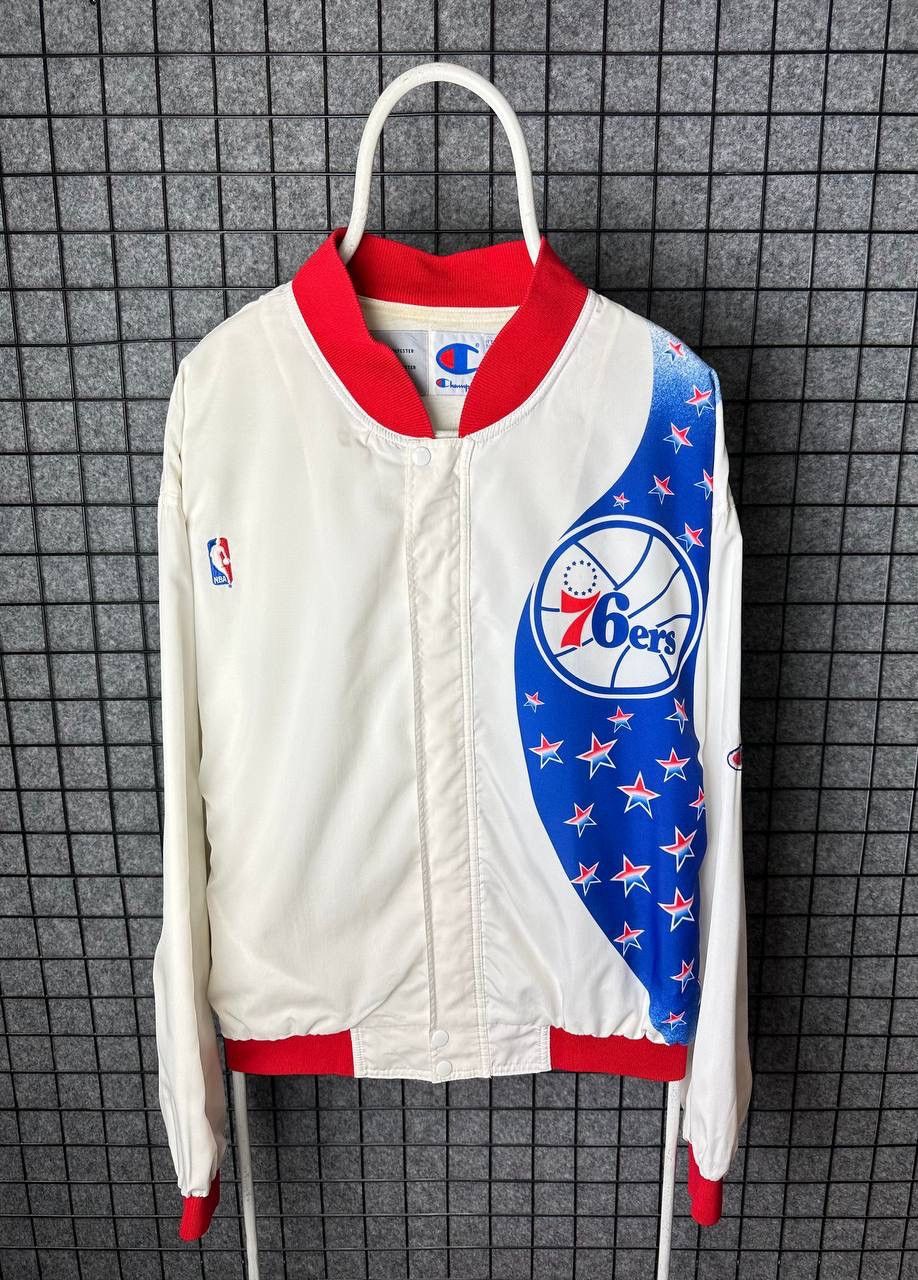 Champion Vintage 90s Champion NBA Philadelphia 76ers Stars Jacket Size US XL / EU 56 / 4 - 2 Thumbnail