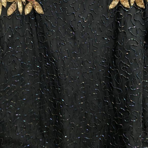 Vintage Vintage 100% Pure Silk Glamourous Hand Beaded Floral Sequine Size M / US 6-8 / IT 42-44 - 3 Thumbnail