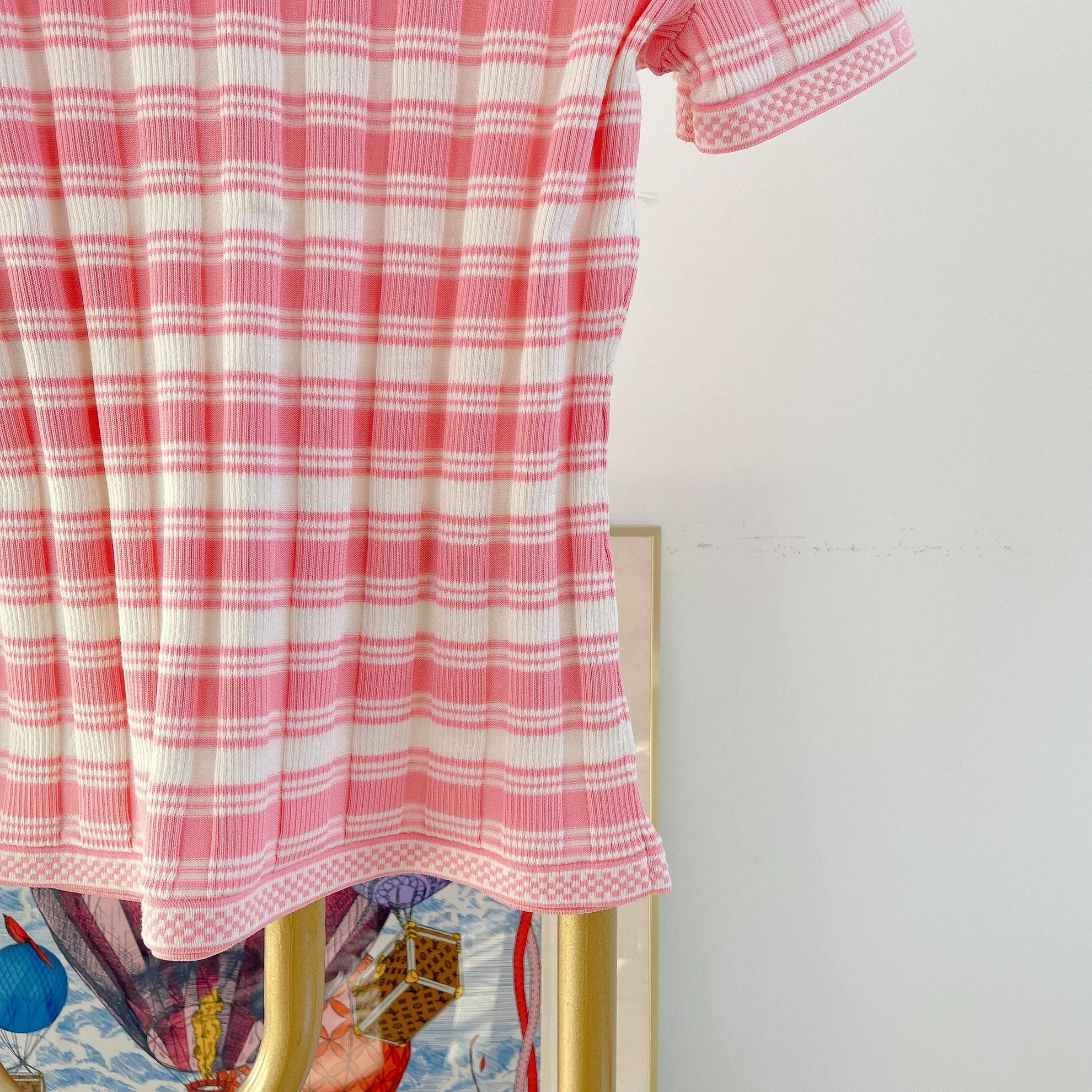 Chanel Chanel pink white striped shortsleeve top 38 4410 Size S / US 4 / IT 40 - 6 Thumbnail
