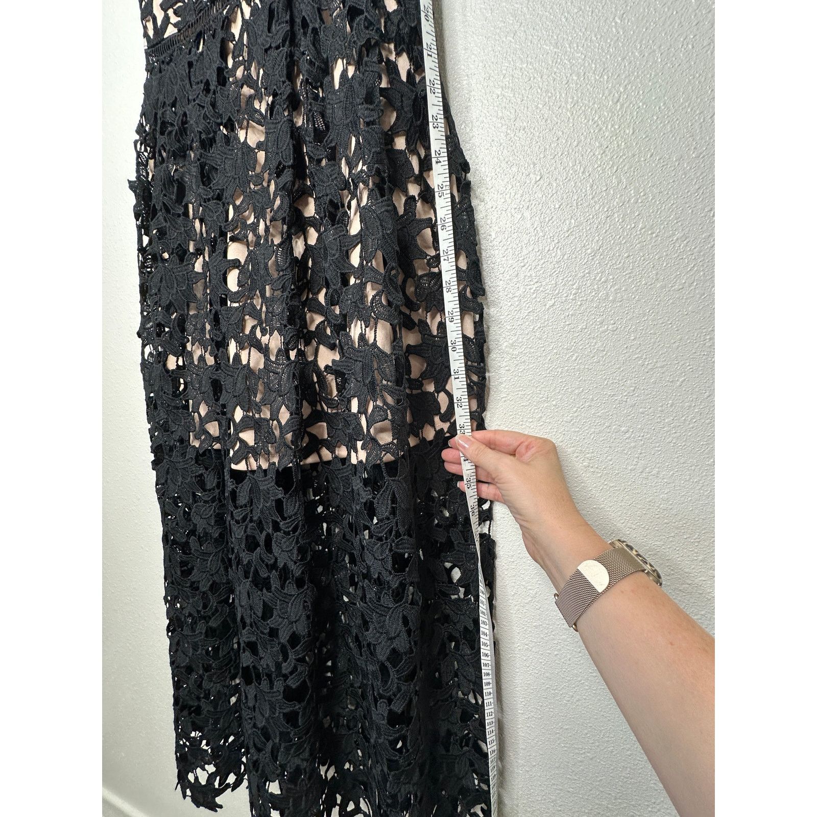 Other Aqua Black Lace Overlay Tan Lining Cami Midi Dress SM Size S / US 4 / IT 40 - 17 Thumbnail