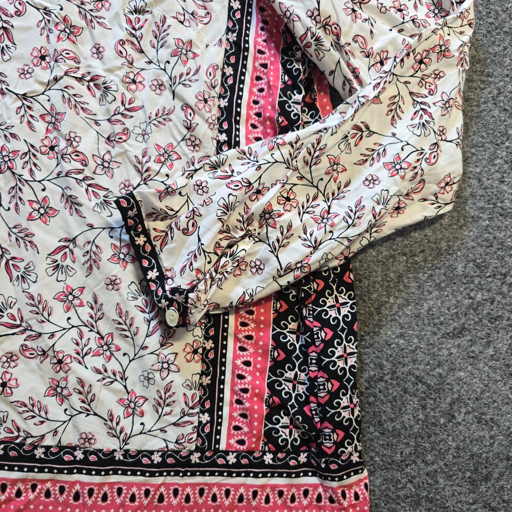 J. Jill J Jill Top Womens Large White Red Floral Long Sleeve Peasant Boho Casual Career Blouse Shirt Women Size L / US 10 / IT 46 - 3 Thumbnail