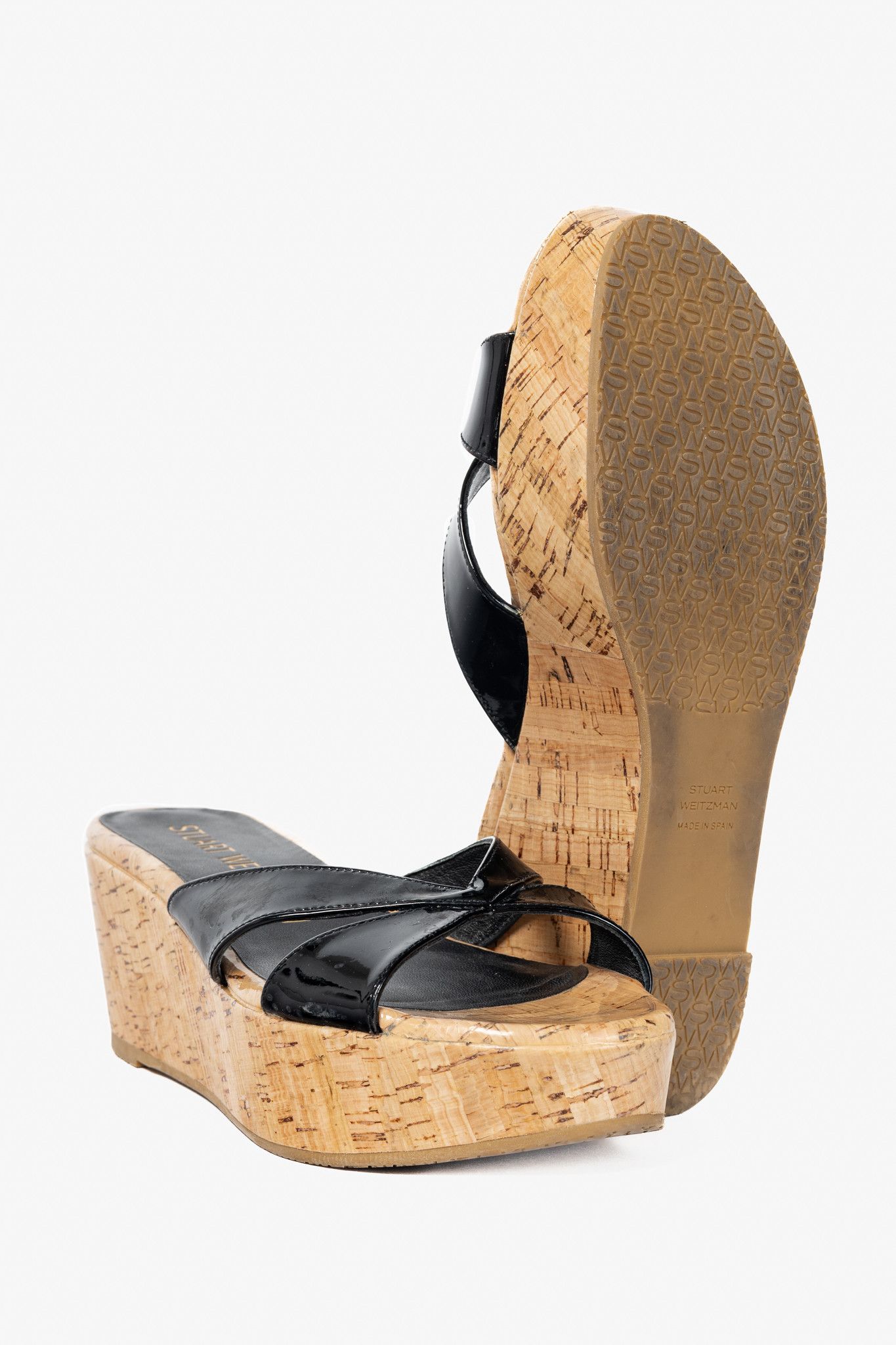 Stuart Weitzman Stuart Weitzman SS24 Carmen Patent Cork-Wedge Mule Sandals Size US 7.5 / IT 37.5 - 4 Thumbnail