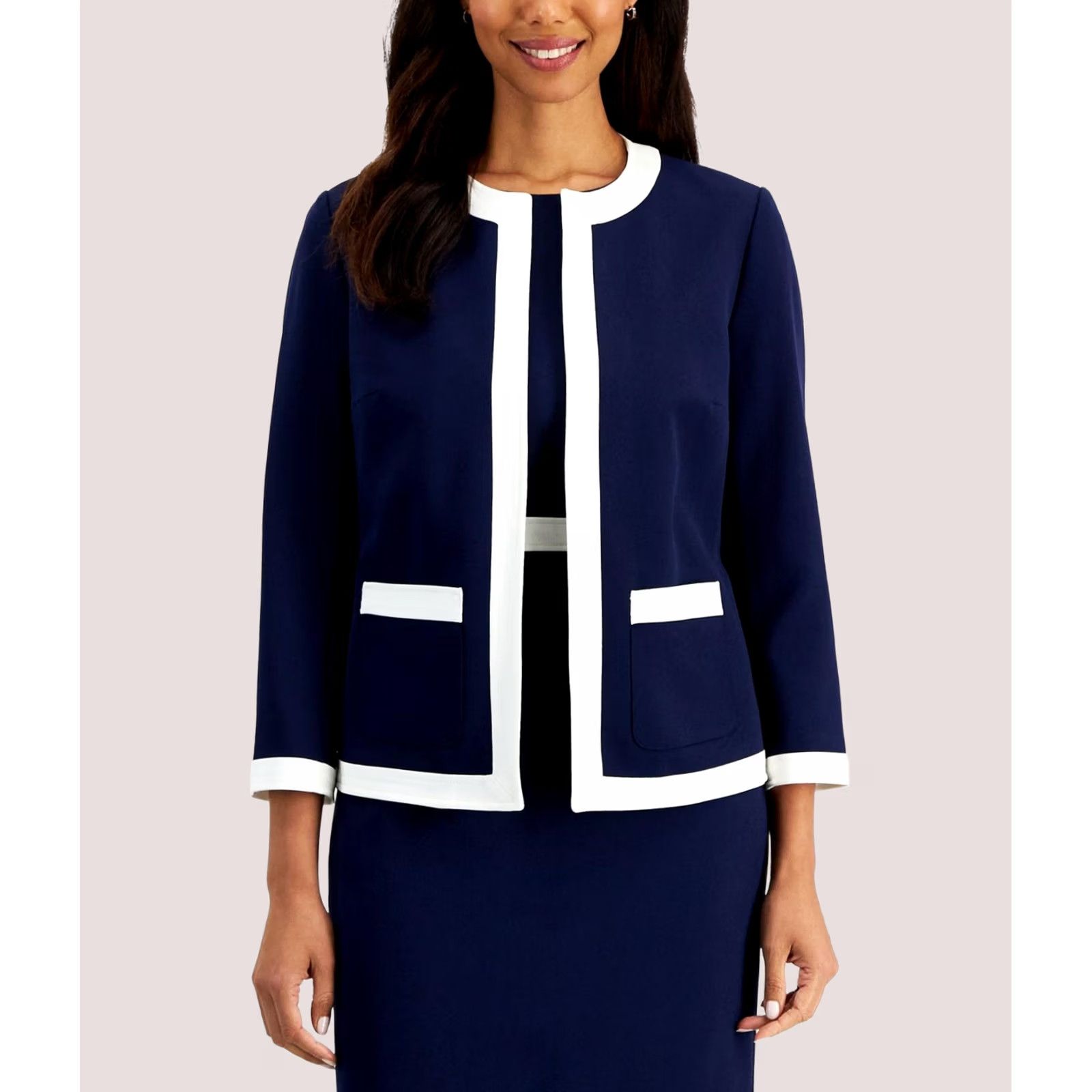Kasper Kasper Womens Blazer Jacket navy 12 Size XL / US 12-14 / IT 48-50 - 1 Thumbnail