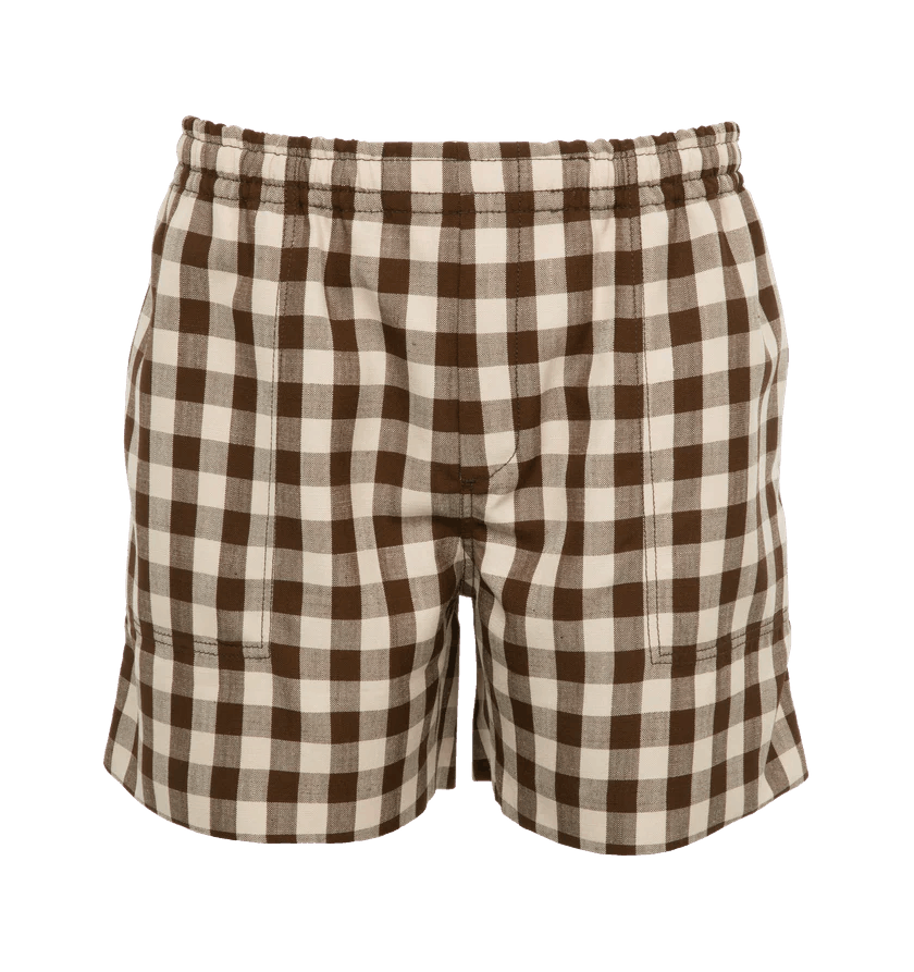 Bode o1h1sh11224 Gilbert Check Shorts in Brown/White Size US 34 / EU 50 - 1 Thumbnail
