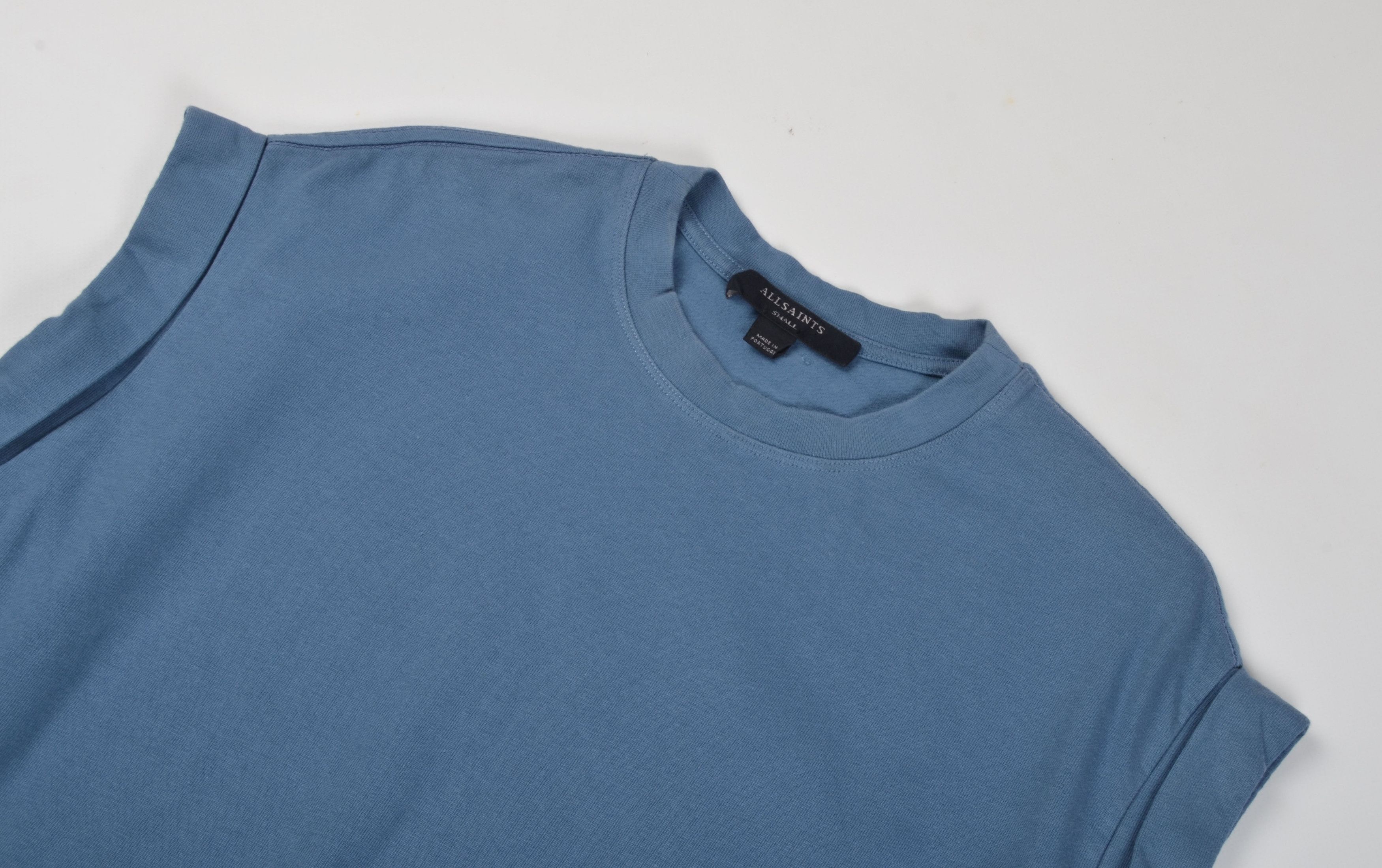 Allsaints AllSaints Cropped Blue Short Sleeve Mira Tee Top Size S / US 4 / IT 40 - 4 Thumbnail
