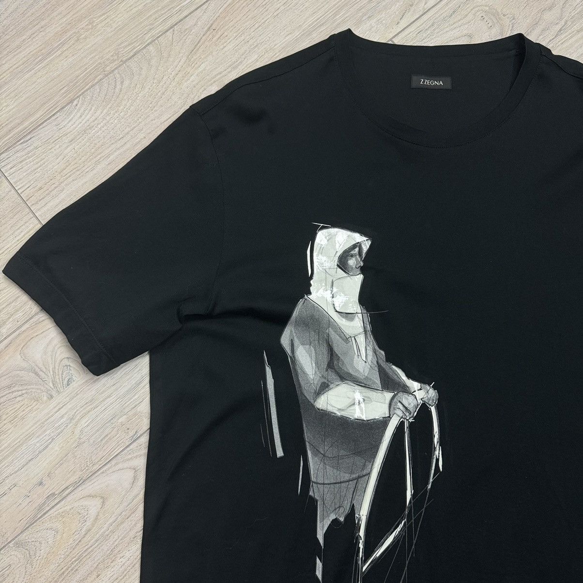 Designer Zzegna Cotton Black Classic T-Shirt Size US L / EU 52-54 / 3 - 2 Thumbnail