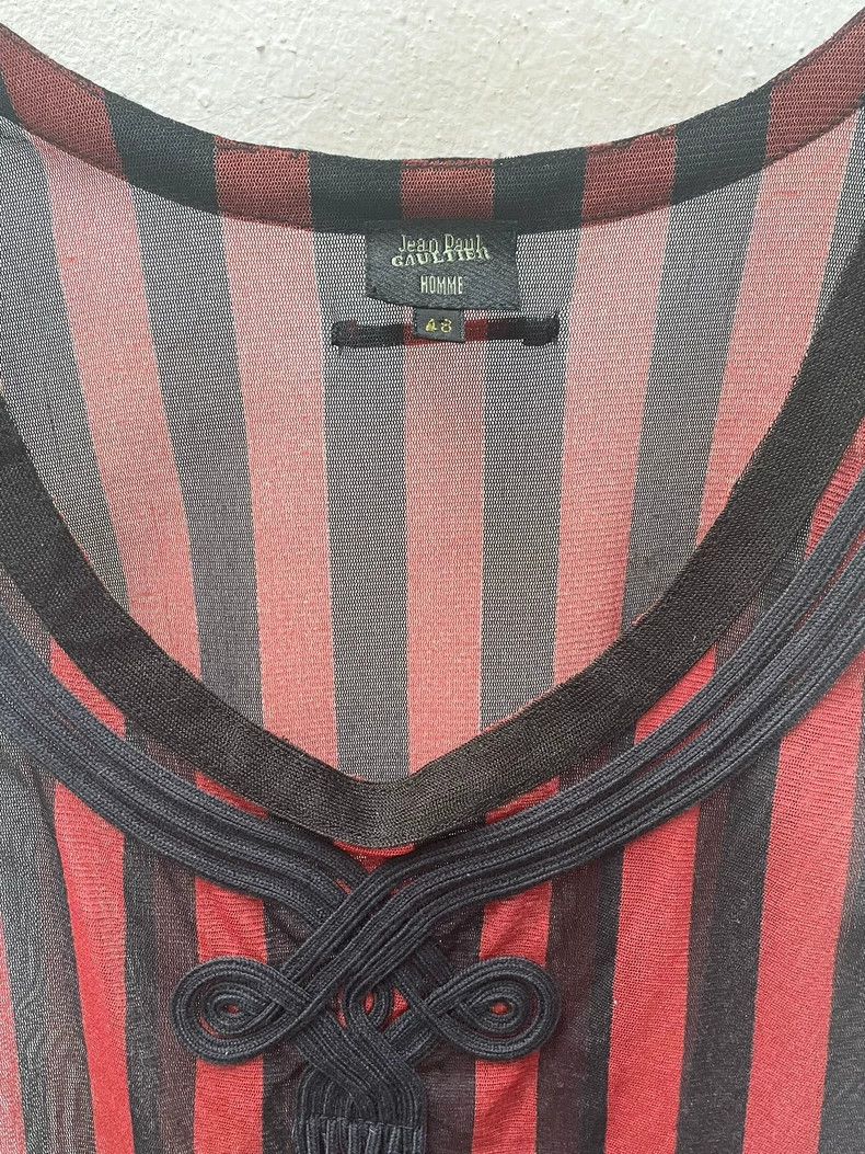 Jean Paul Gaultier Jean Paul Gaultier Striped Chinese knot gauze vest 2504-Nex Size US M / EU 48-50 / 2 - 4 Thumbnail